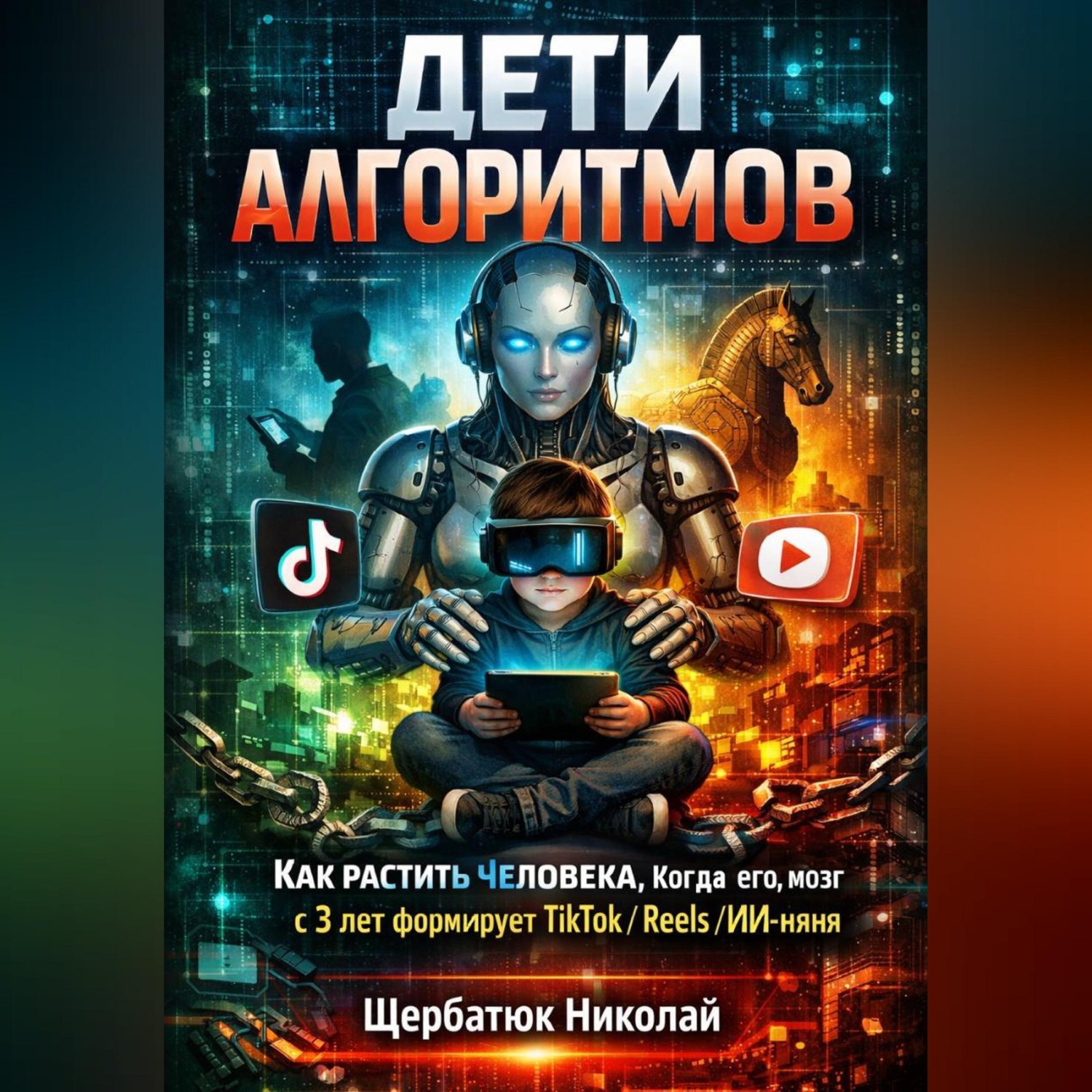 Обложка книги «Дети алгоритмов. Как растить человека, когда его мозг с 3 лет формирует TikTok / Reels / ИИ-няня»