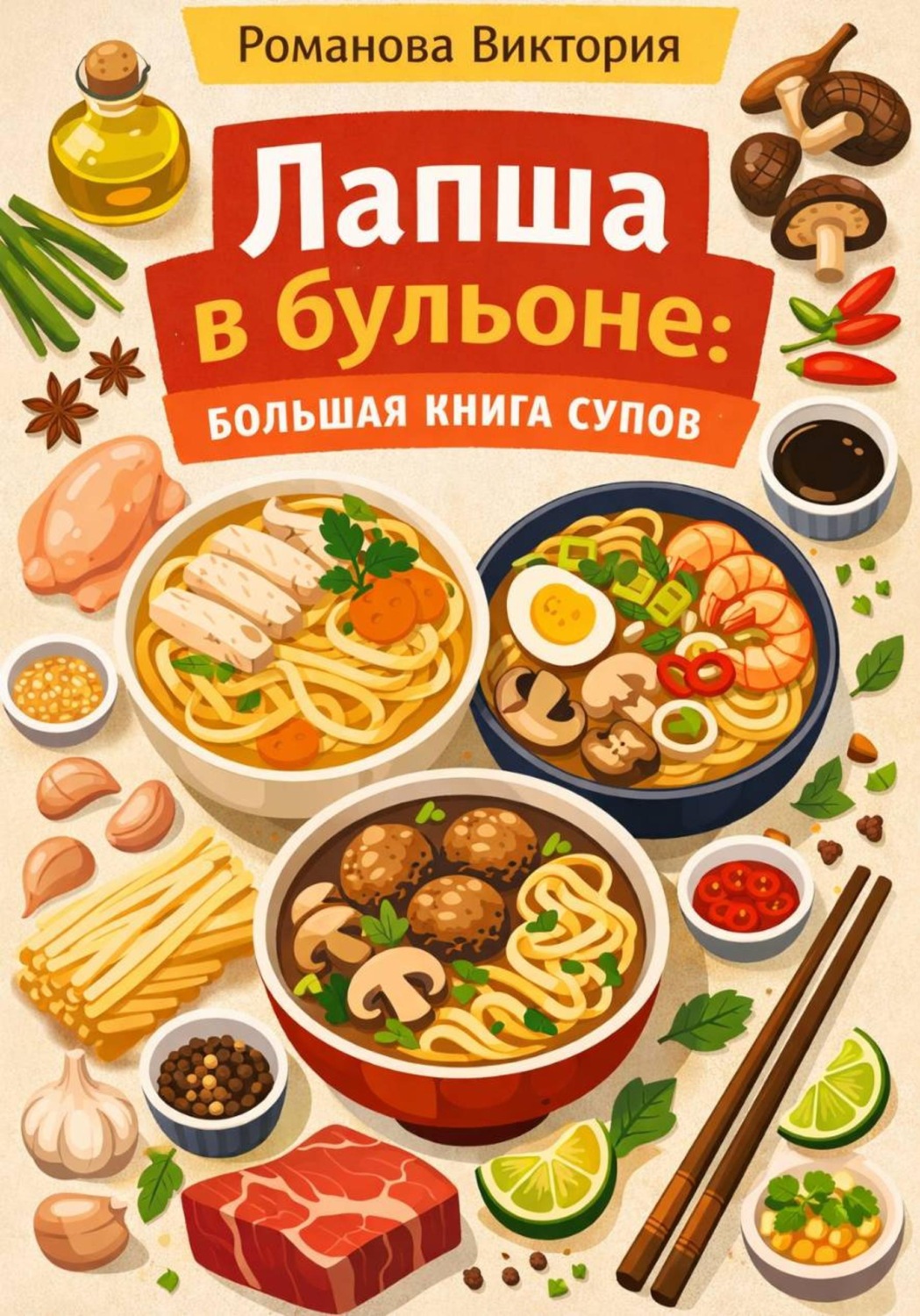 Обложка книги «Лапша в бульоне: большая книга супов»