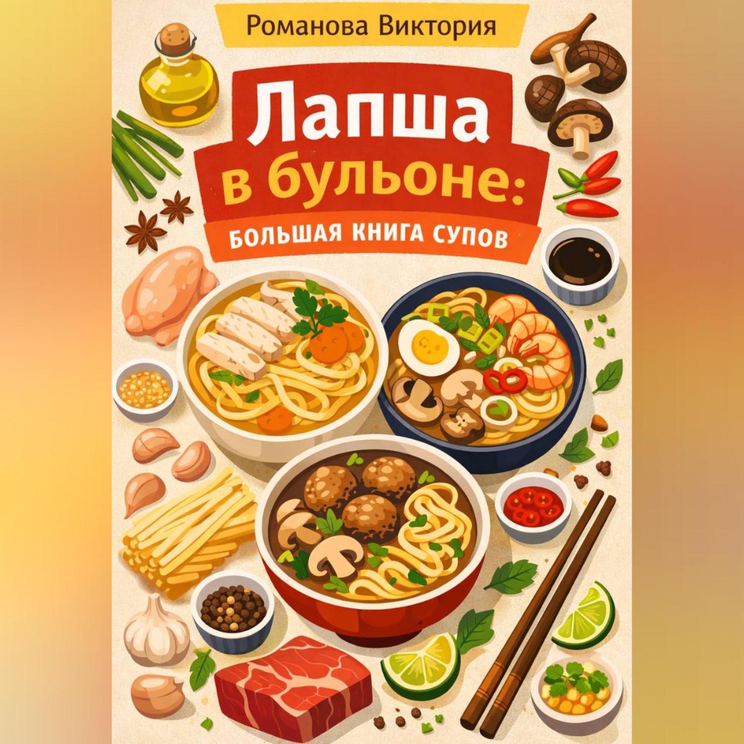 Обложка книги «Лапша в бульоне: большая книга супов»