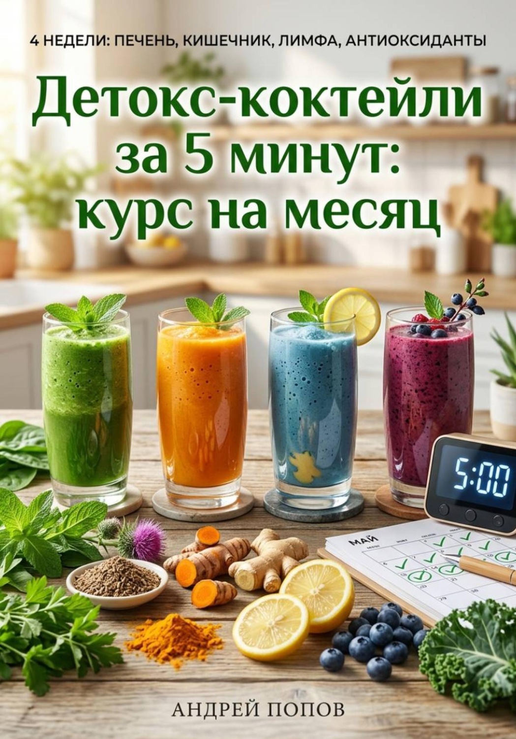 Обложка книги «Детокс-коктейли за 5 минут: курс на месяц»