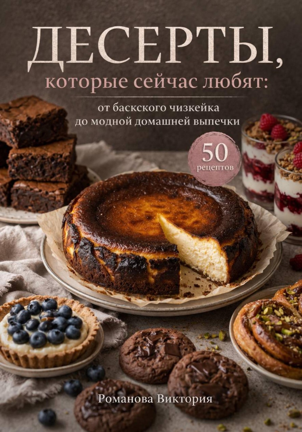 Обложка книги «Десерты, которые сейчас любят: от баскского чизкейка до модной домашней выпечки»