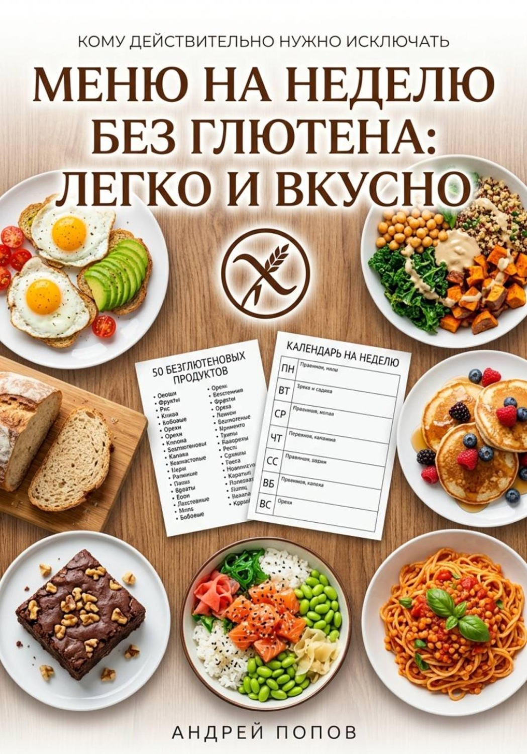 Обложка книги «Меню на неделю без глютена: легко и вкусно»