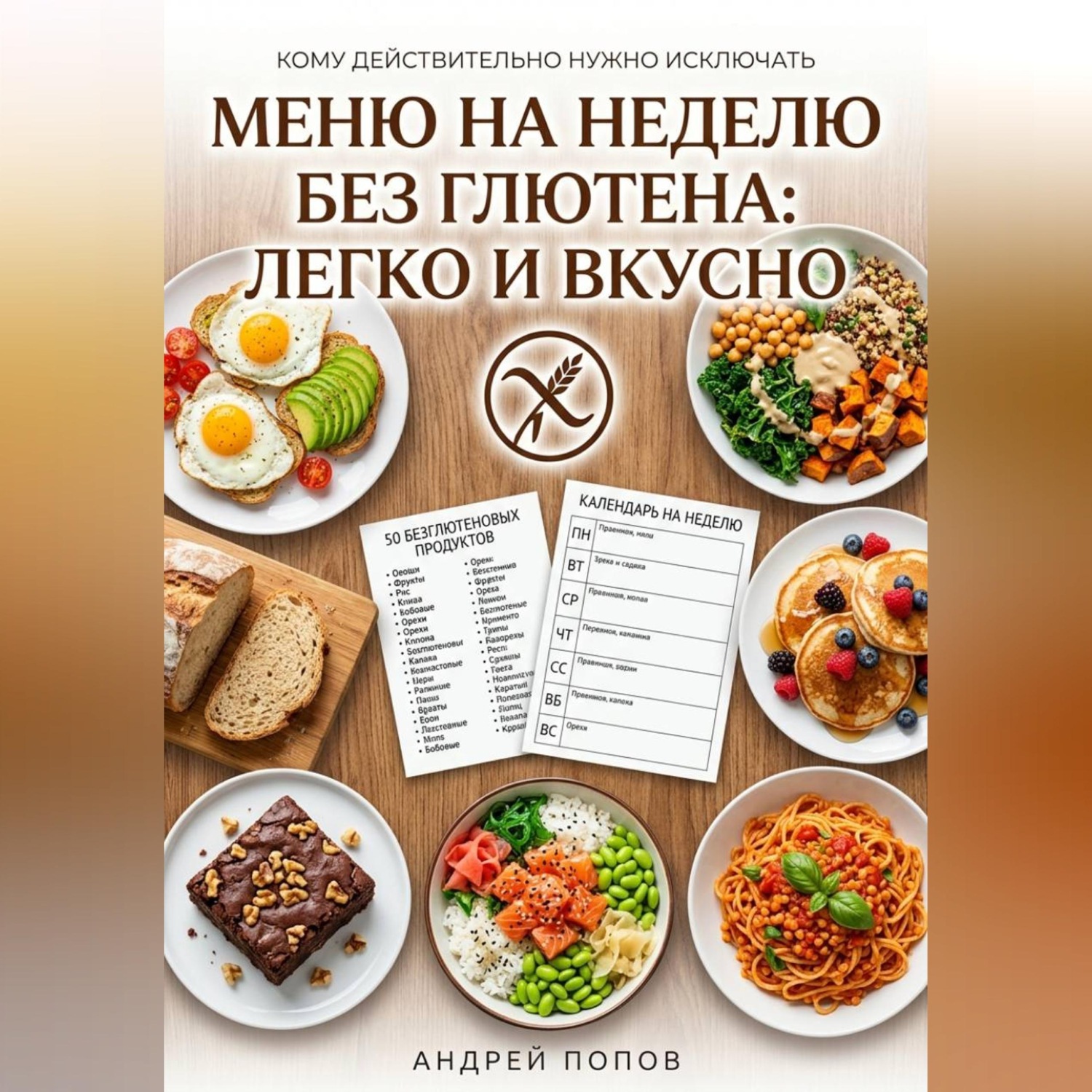 Обложка книги «Меню на неделю без глютена: легко и вкусно»