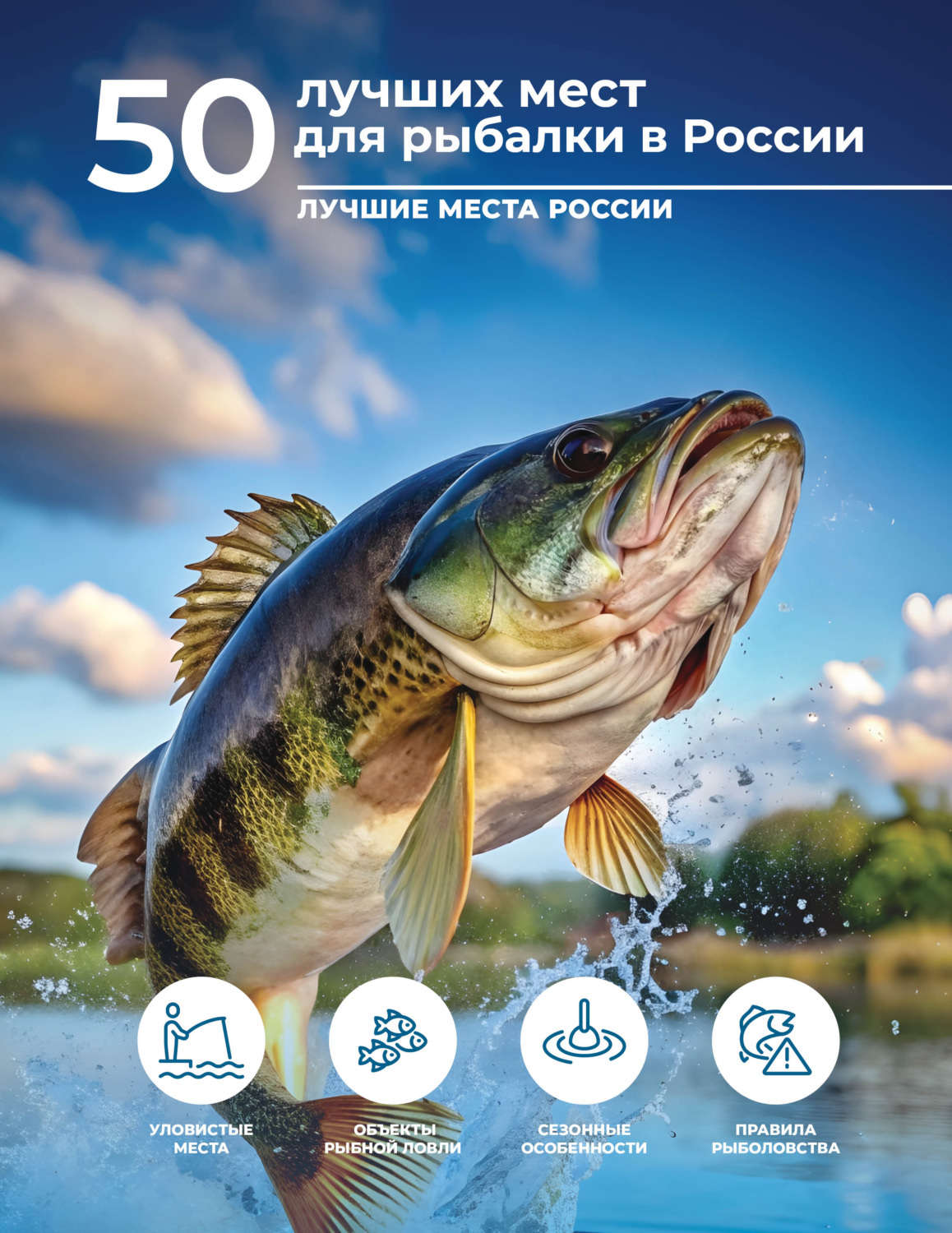 Обложка книги «50 лучших мест для рыбалки в России»
