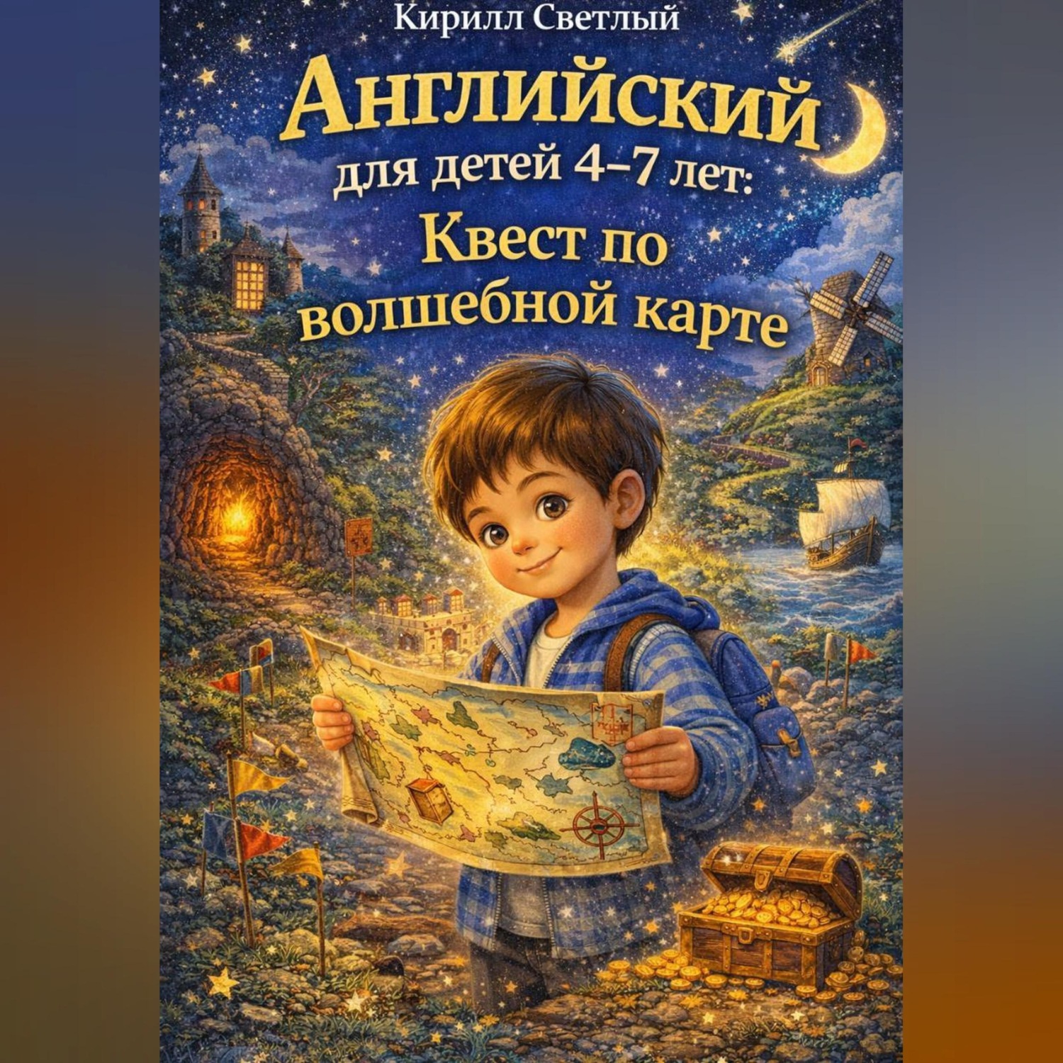 Обложка книги «Английский для детей 4-7 лет. Квест по волшебной карте»