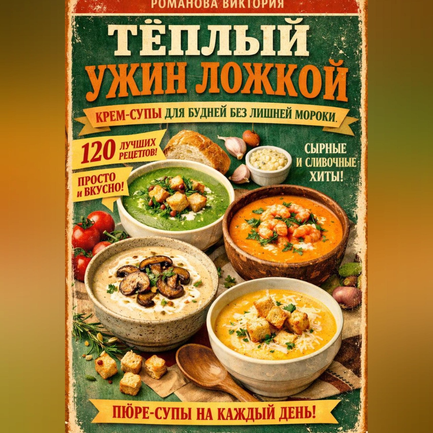 Обложка книги «Тёплый ужин ложкой: крем-супы для будней без лишней мороки»