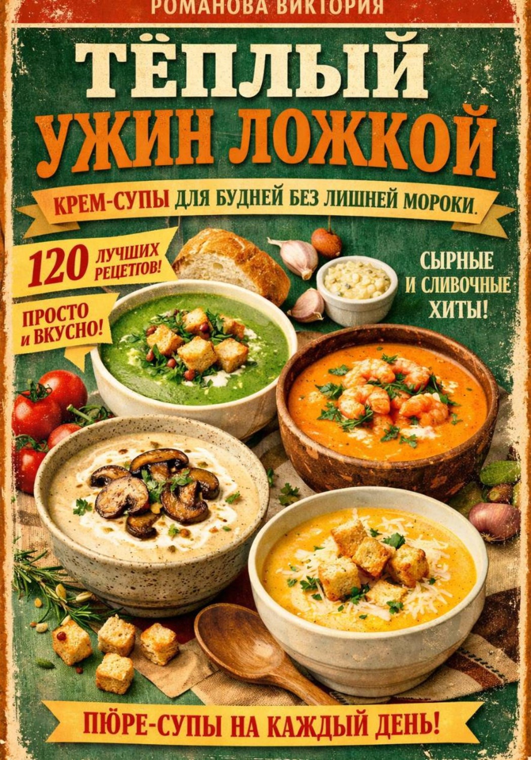Обложка книги «Тёплый ужин ложкой: крем-супы для будней без лишней мороки»