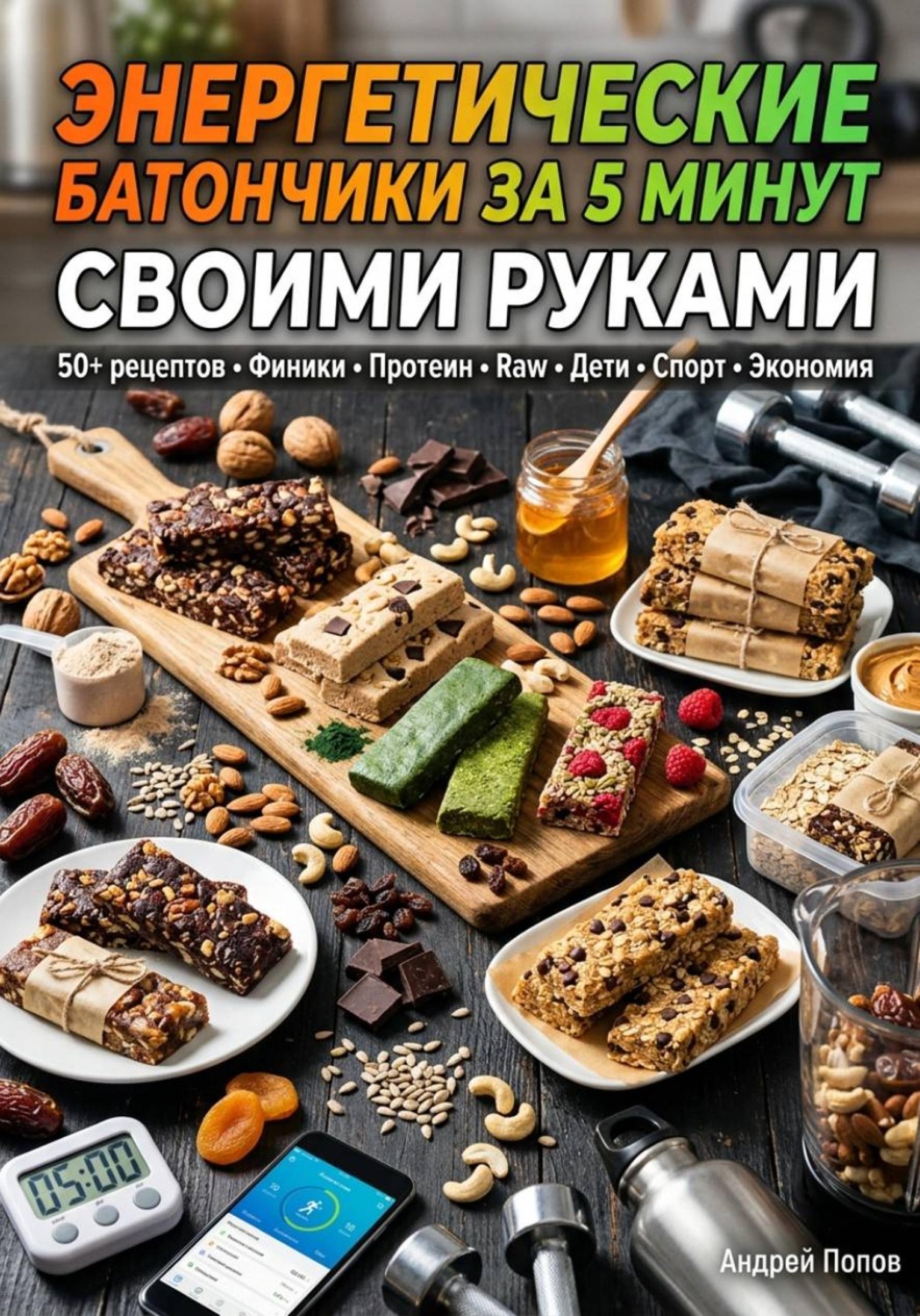 Обложка книги «Энергетические батончики за 5 минут своими руками»