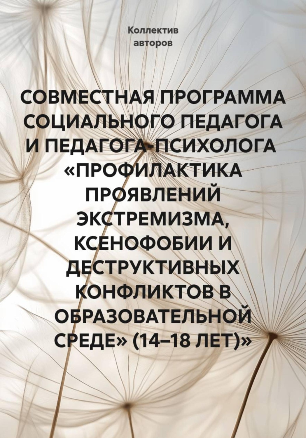Обложка книги «СОВМЕСТНАЯ ПРОГРАММА СОЦИАЛЬНОГО ПЕДАГОГА И ПЕДАГОГА-ПСИХОЛОГА «ПРОФИЛАКТИКА ПРОЯВЛЕНИЙ ЭКСТРЕМИЗМА, КСЕНОФОБИИ И ДЕСТРУКТИВНЫХ КОНФЛИКТОВ В ОБРАЗОВАТЕЛЬНОЙ СРЕДЕ» (14–18 ЛЕТ)»»