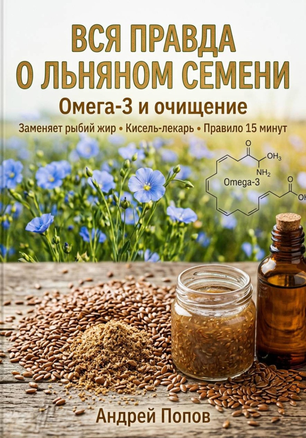 Обложка книги «Вся правда о льняном семени: омега-3 и очищение»
