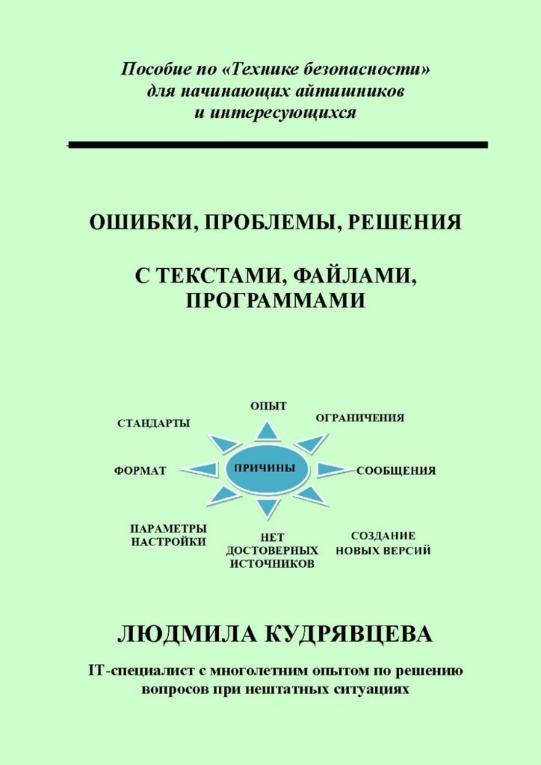 Обложка книги «Ошибки, проблемы, решения с текстами, файлами, программами. Пособие по «Технике безопасности» для начинающих айтишников и интересующихся»
