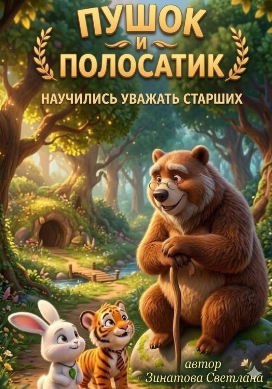 Обложка книги «Пушок и Полосатик научились уважать старших»