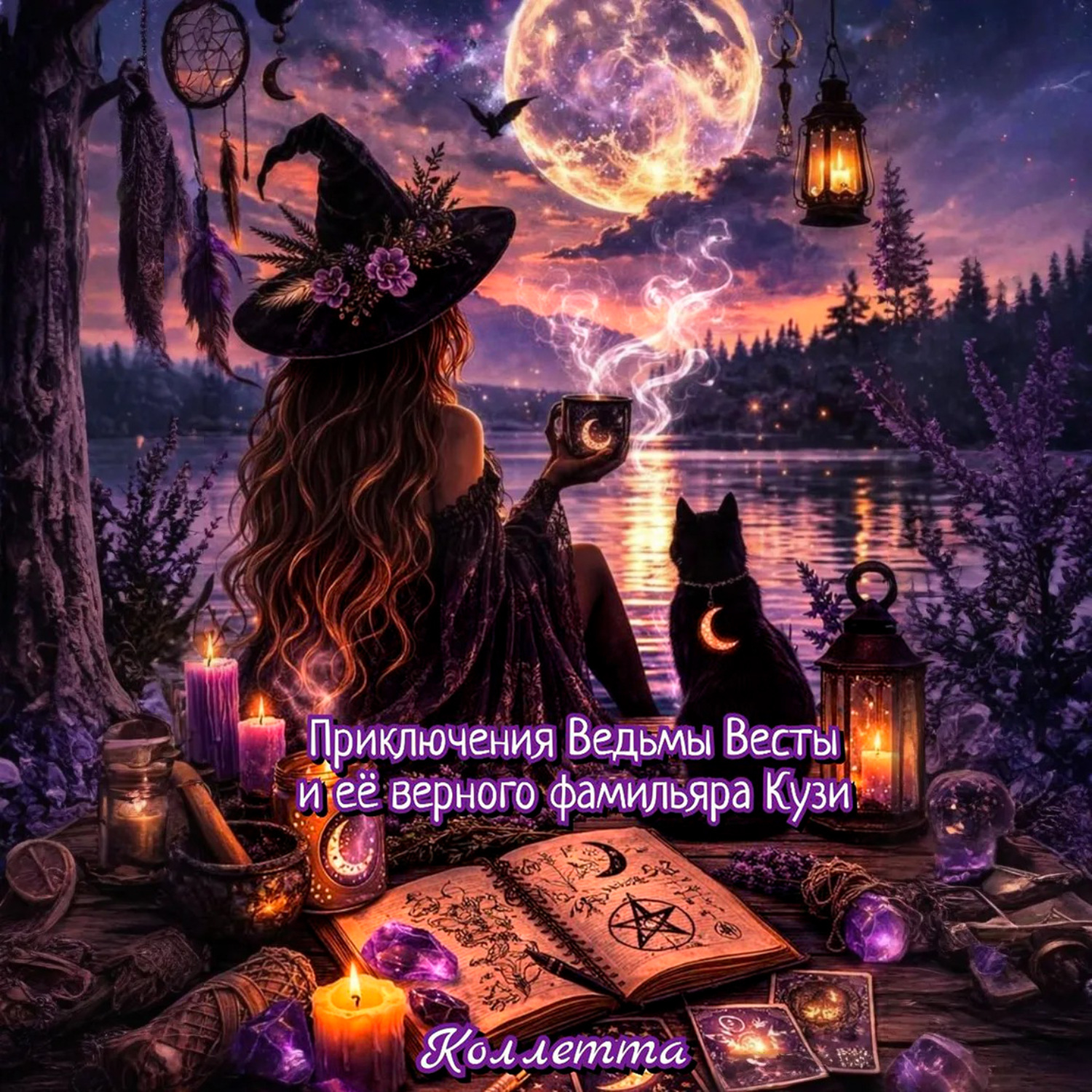 Обложка книги «Приключения Ведьмы Весты и её верного фамильяра Кузи»