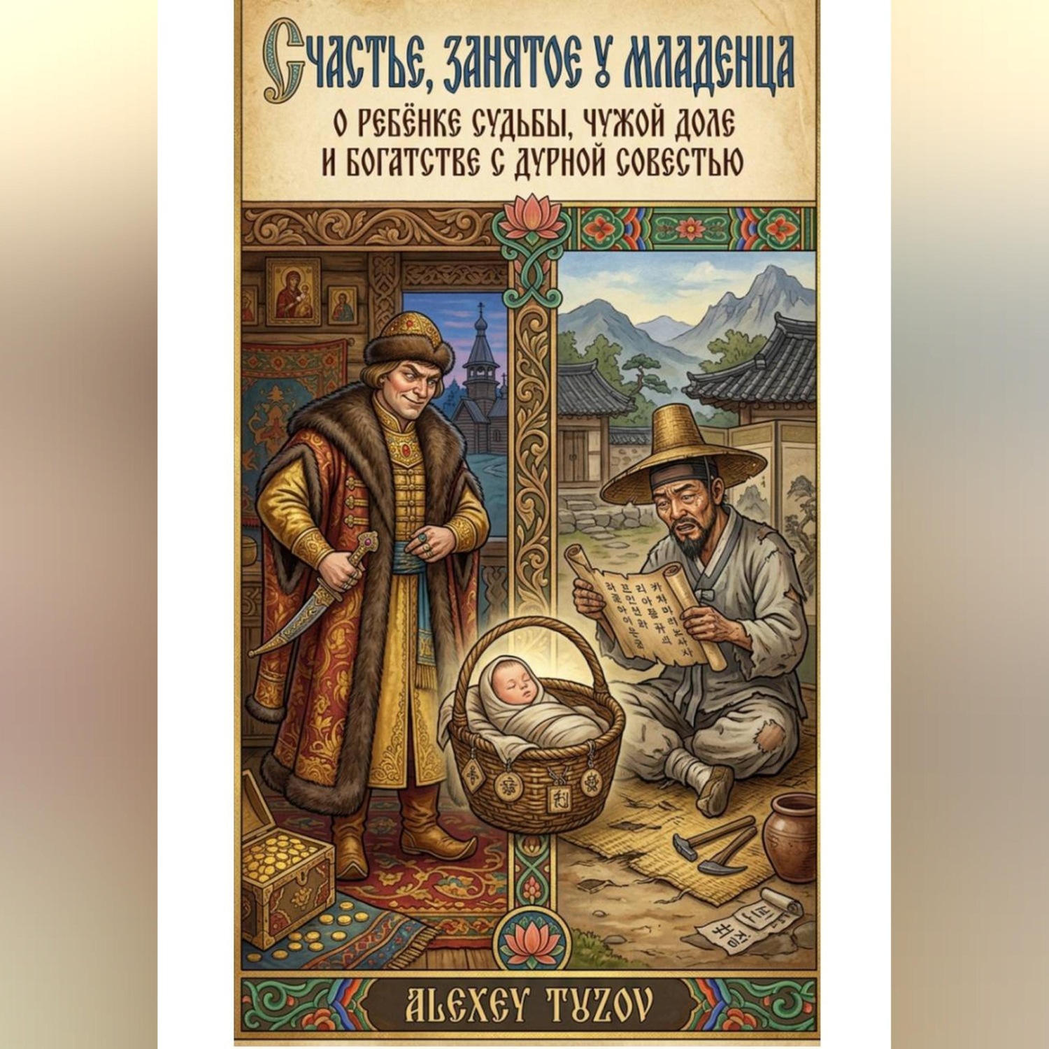 Обложка книги «Счастье, занятое у младенца О ребёнке судьбы, чужой доле и богатстве с дурной совестью»