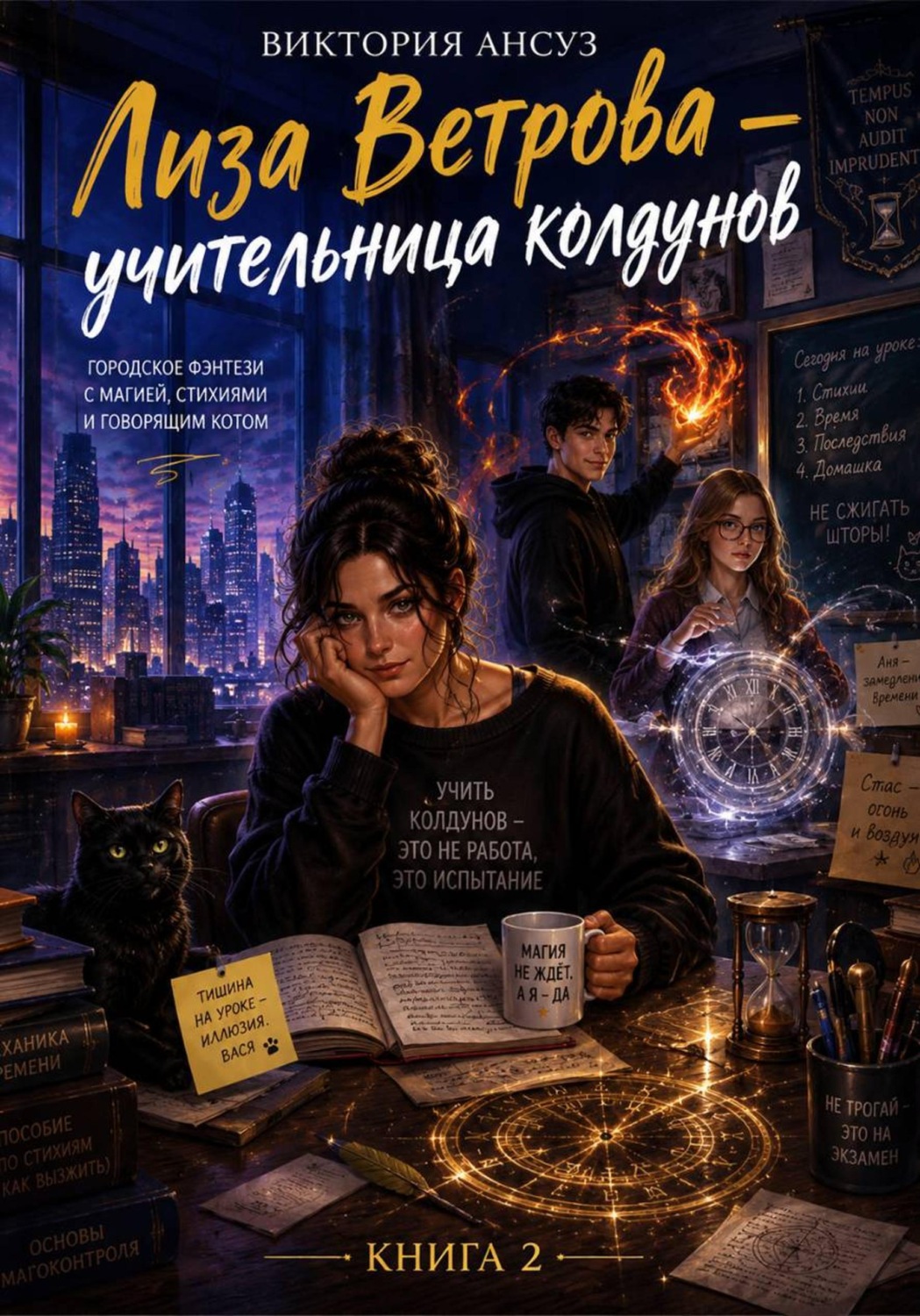 Обложка книги «Лиза Ветрова - учительница колдунов. Городское фэнтези с магией, стихиями и говорящим котом.»