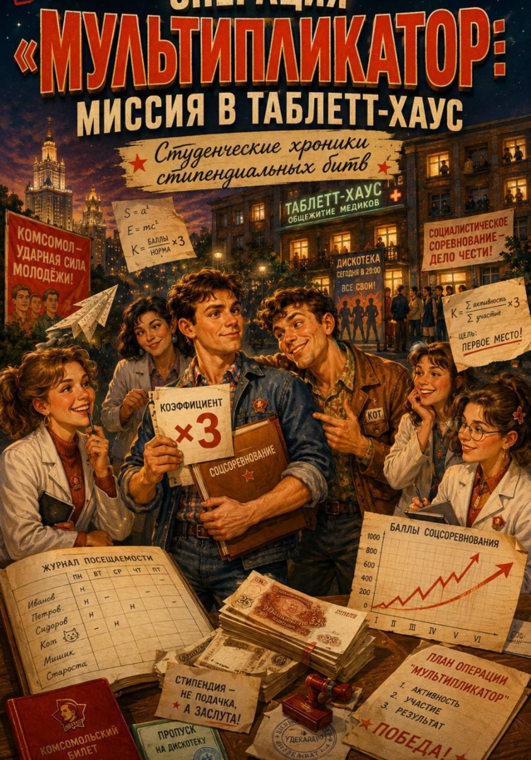 Обложка книги «Операция «Мультипликатор»: Миссия в таблетт-хаус. Хроники стипендиальных битв.»