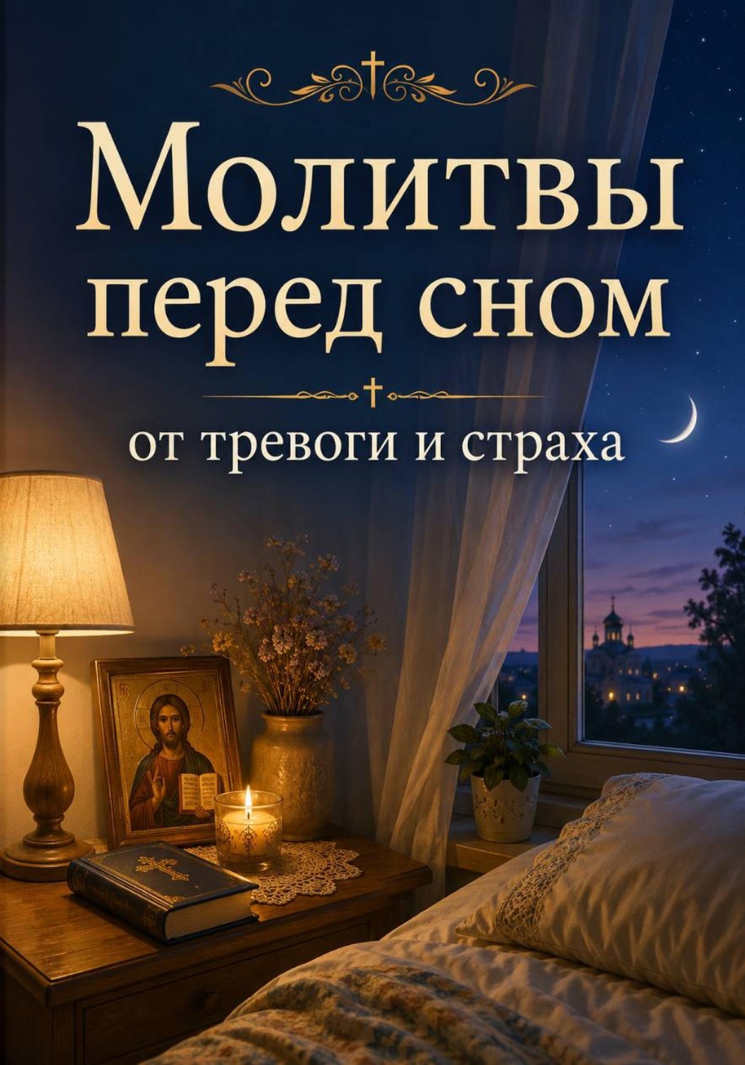 Обложка книги «Молитвы перед сном от тревоги и страха. Православная поддержка для души»