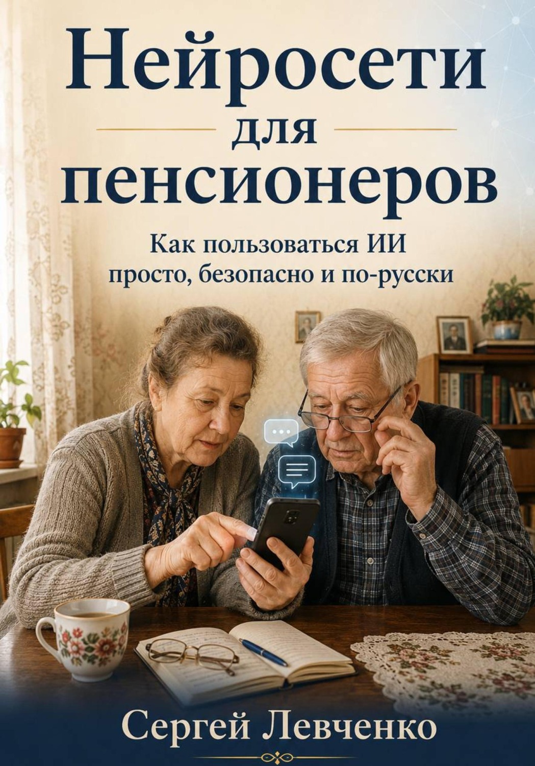 Обложка книги «Нейросети для пенсионеров. Как пользоваться ИИ просто, безопасно и по-русски»
