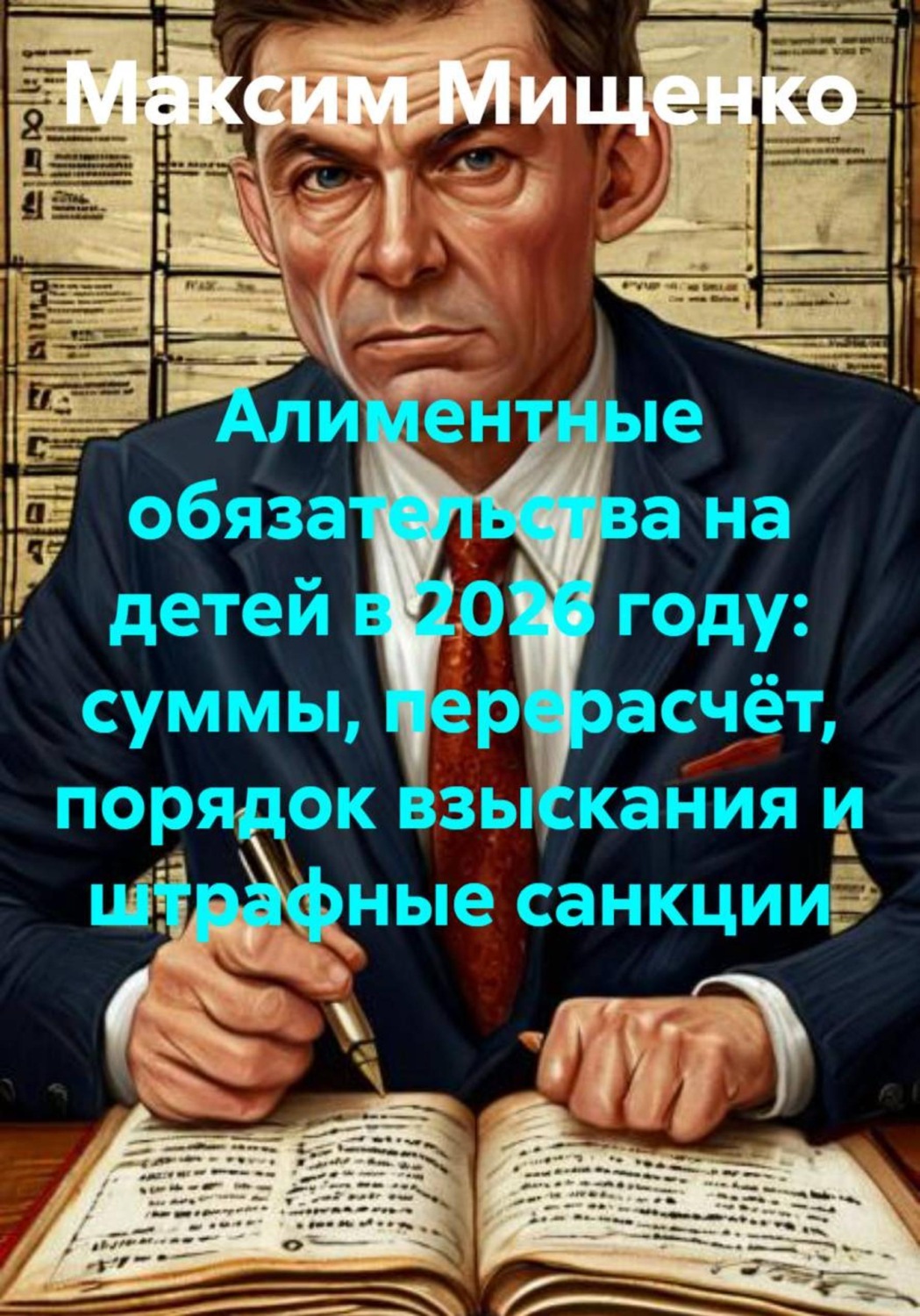 Обложка книги «Алиментные обязательства на детей в 2026 году: суммы, перерасчёт, порядок взыскания и штрафные санкции»