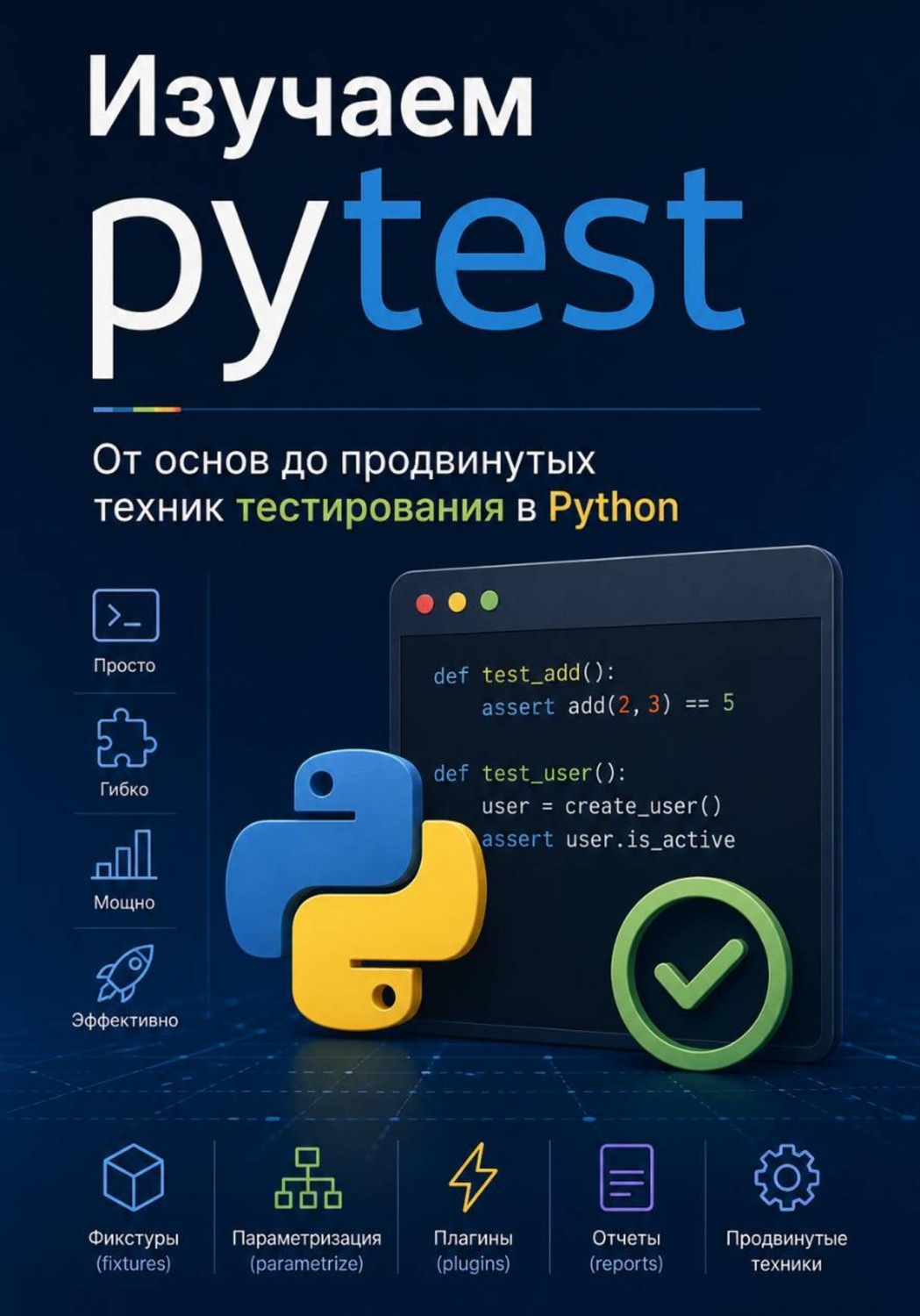 Обложка книги «Изучаем pytest: От основ до продвинутых техник тестирования в Python»