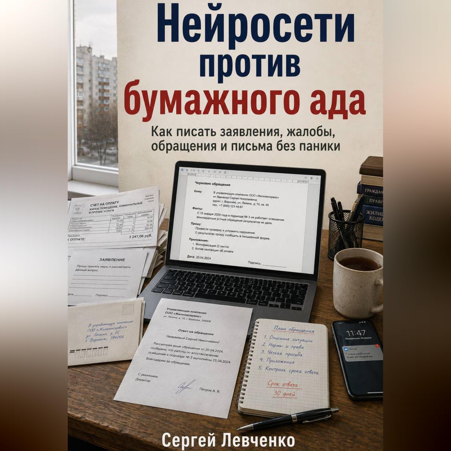 Обложка книги «Нейросети против бумажного ада [Как писать заявления, жалобы, обращения и письма без паники]»
