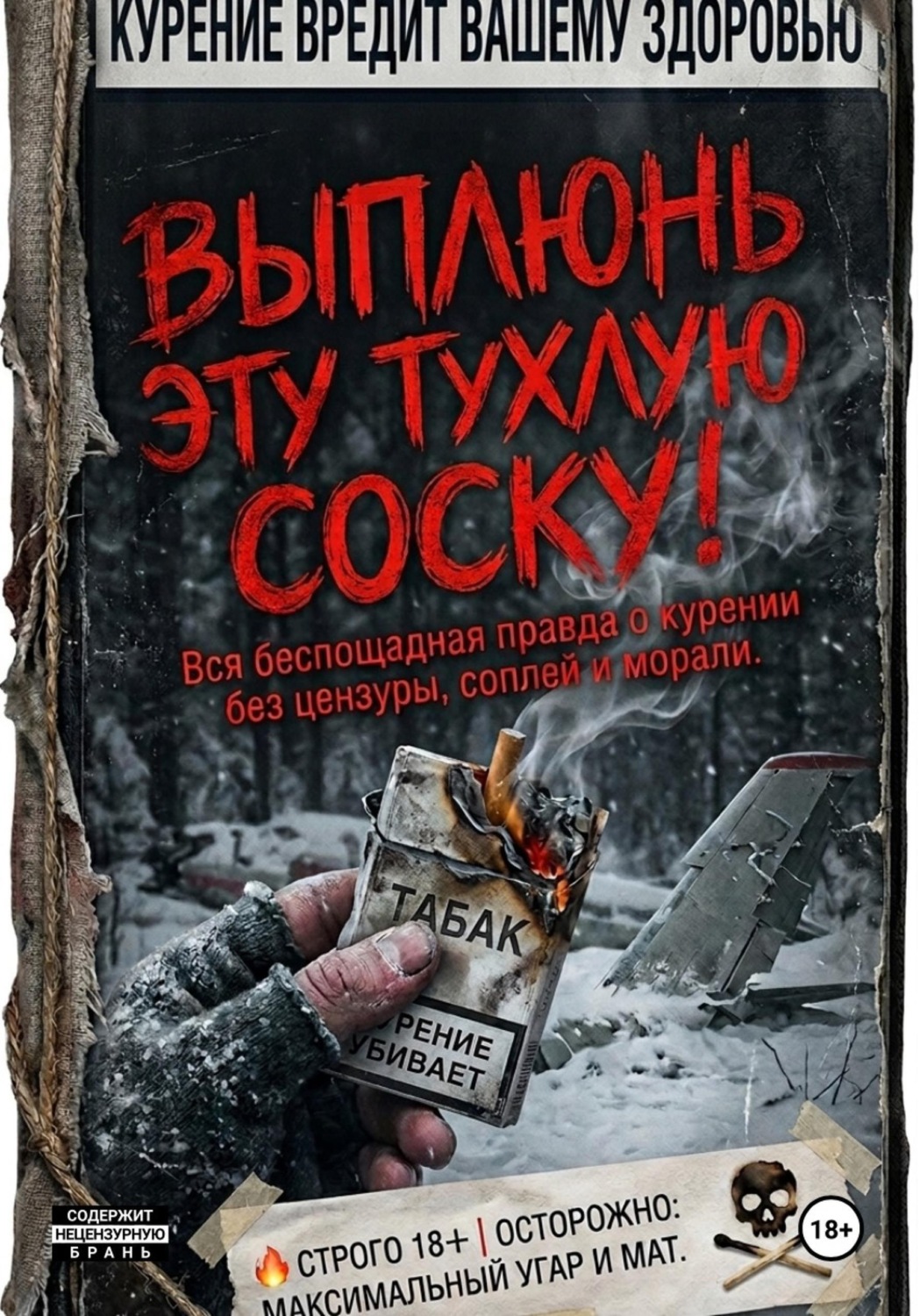 Обложка книги «ВЫПЛЮНЬ ЭТУ ТУХЛУЮ СОСКУ! Вся беспощадная правда о курении без цензуры, соплей и морали.»