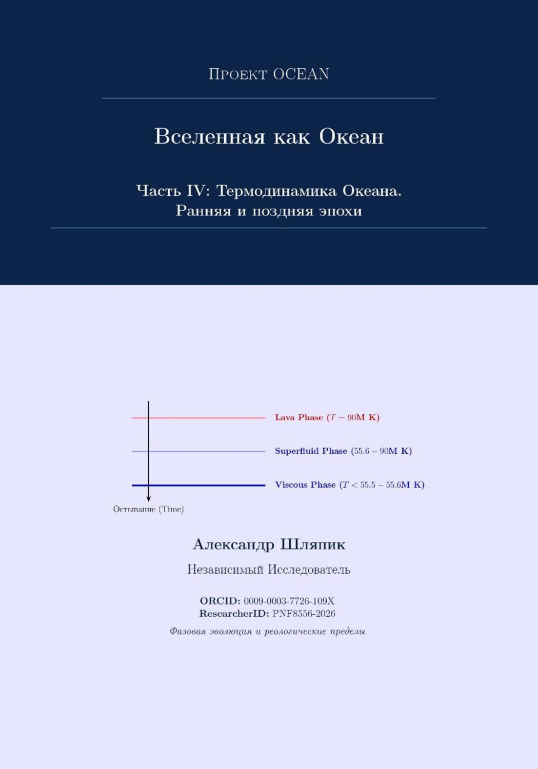 Обложка книги «Вселенная как Океан. Часть IV: Термодинамика Океана. Ранняя и поздняя эпохи»
