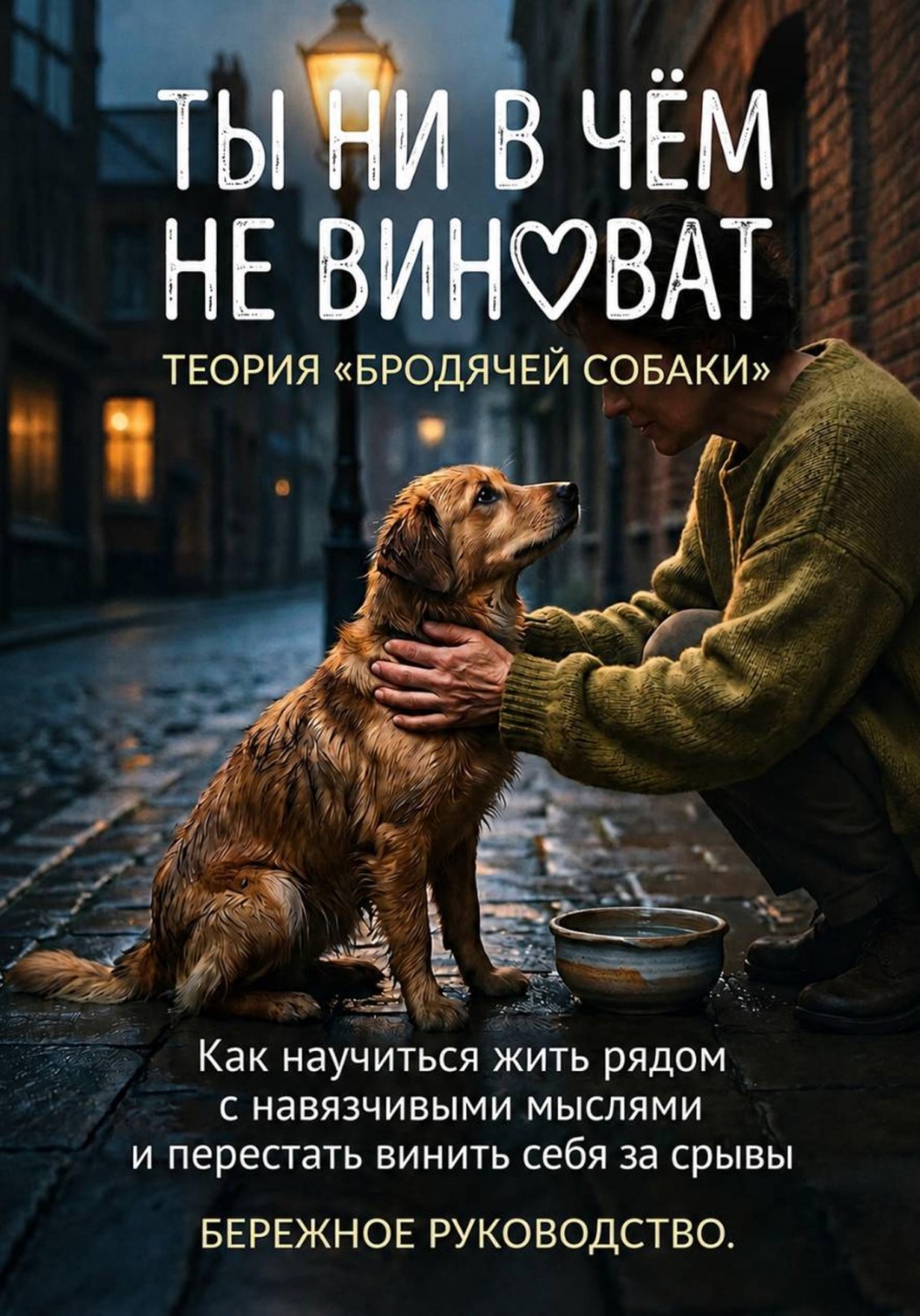 Обложка книги «ТЫ НИ В ЧЁМ НЕ ВИНОВАТ. Теория «Бродячей собаки» и другие бережные инструменты против навязчивых мыслей, зависимостей и крейвинга.»