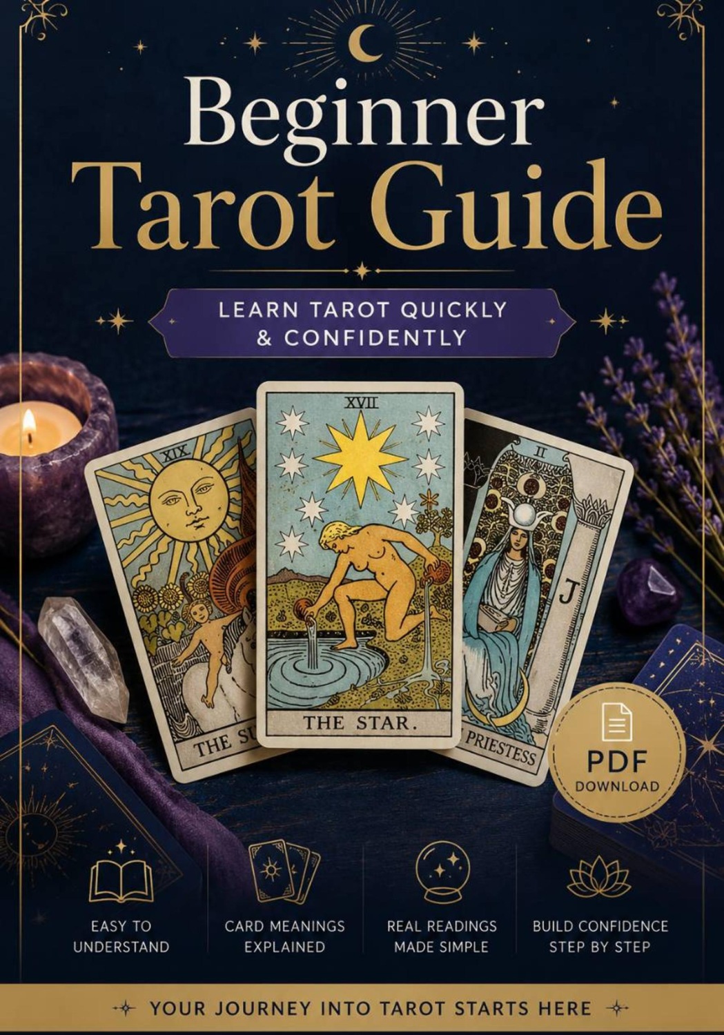 Обложка книги «Beginner Tarot Guide - Learn Tarot Quickly & Confidently»