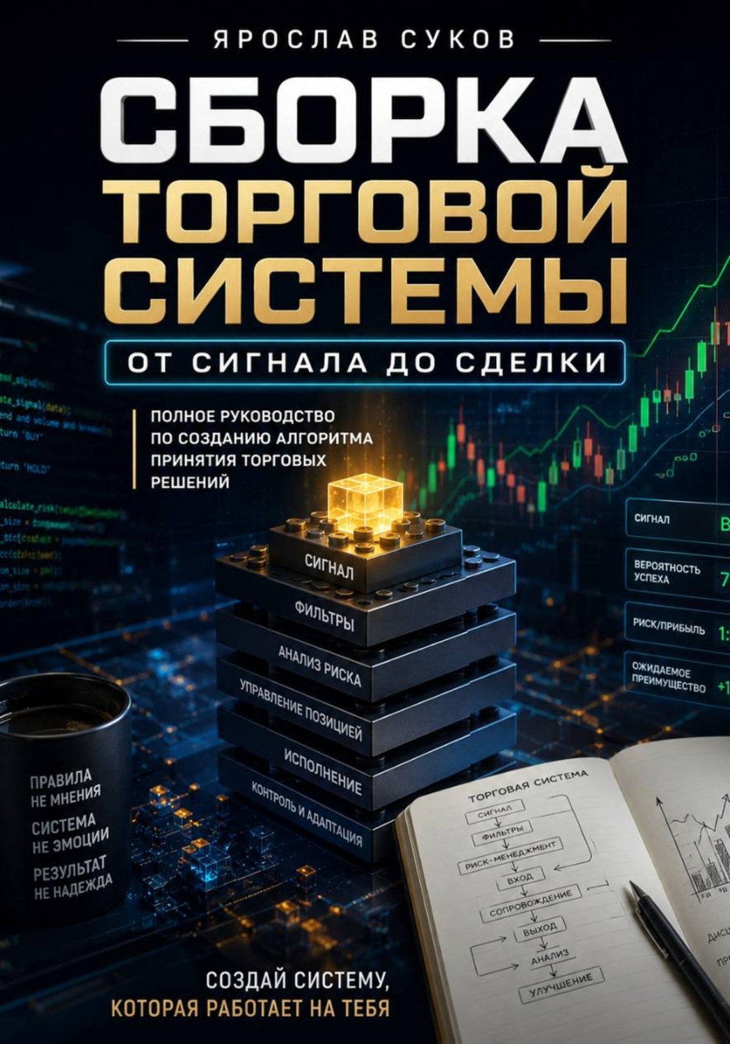 Обложка книги «Сборка торговой системы: от сигнала до сделки. Полное руководство по созданию алгоритма принятия торговых решений»