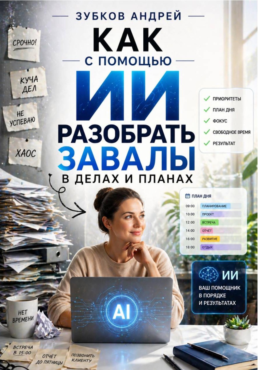 Обложка книги «Как с помощью ИИ разобрать завалы в делах и планах»