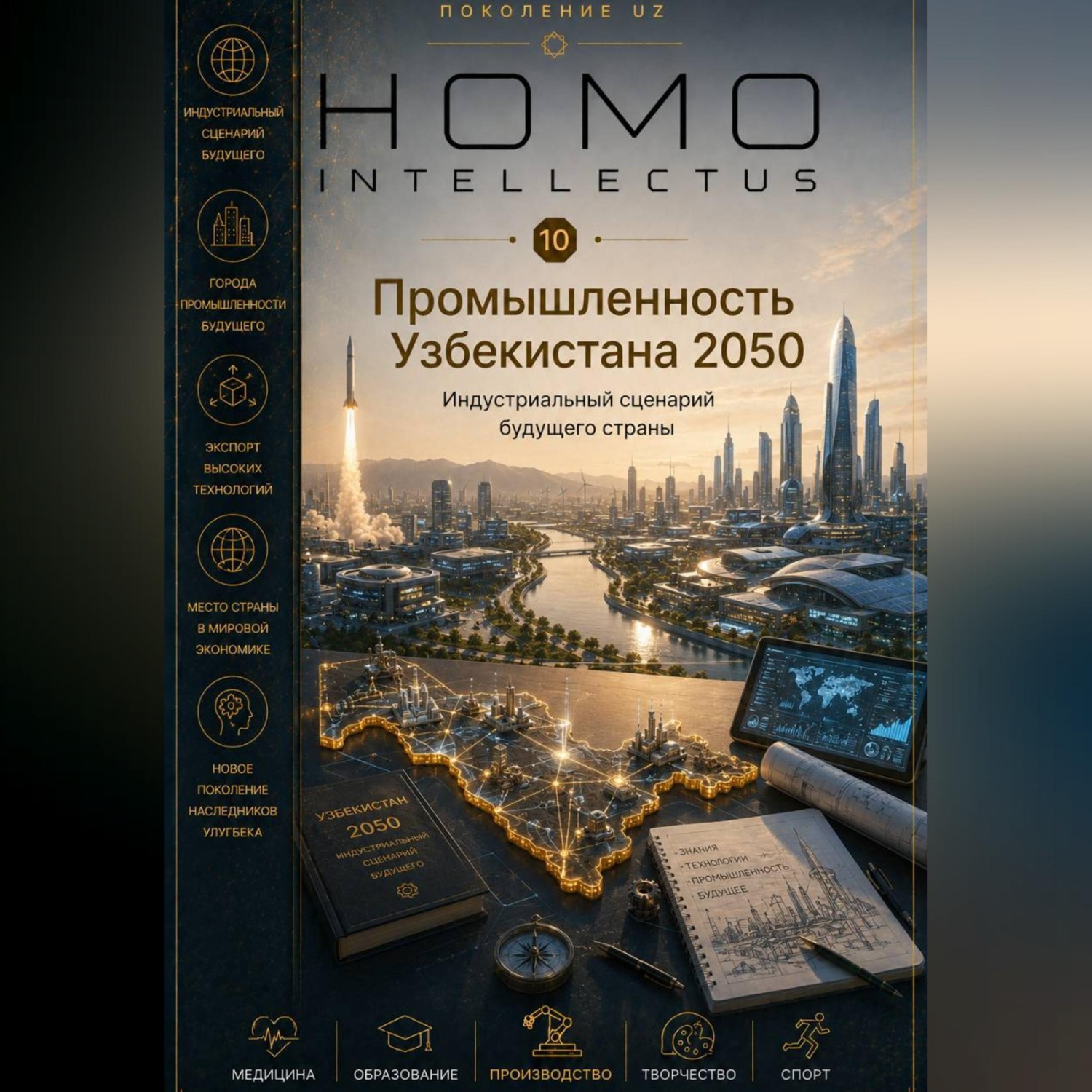Обложка книги «Промышленность Узбекистана 2050. Homo Intellectus»