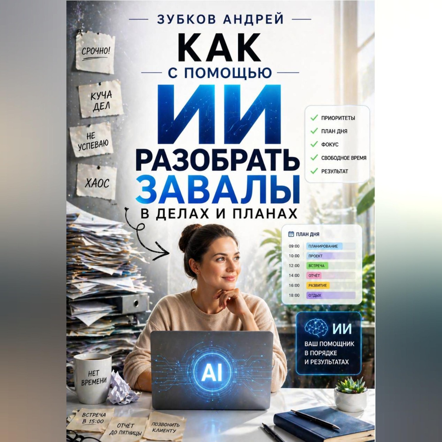 Обложка книги «Как с помощью ИИ разобрать завалы в делах и планах»