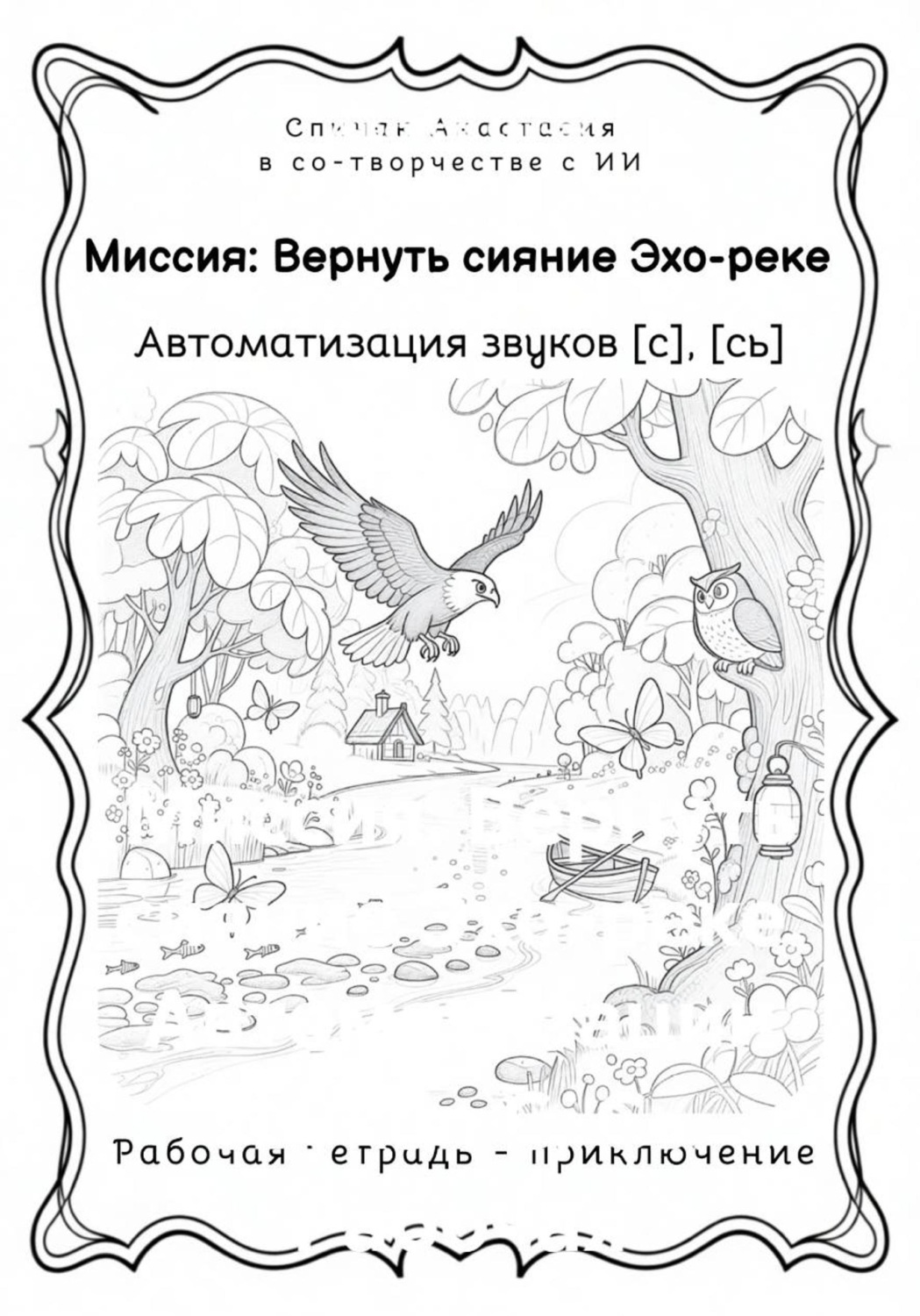 Обложка книги «Миссия: Вернуть сияние Эхо-реке. Автоматизации звуков С, Сь. Рабочая тетрадь-приключение»