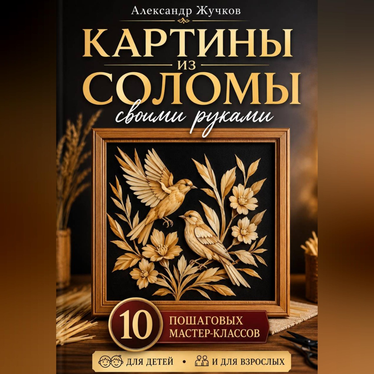 Обложка книги «Картины из соломы своими руками. 10 пошаговых мастер-классов для детей и взрослых.»