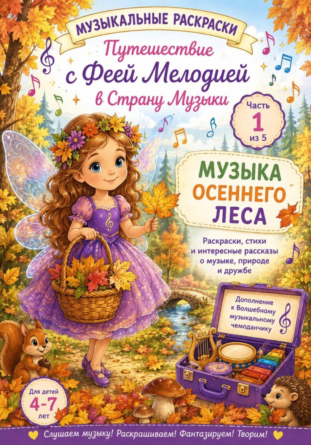 Обложка книги «Музыкальные раскраски. Путешествие с Феей Мелодией в Страну Музыки»