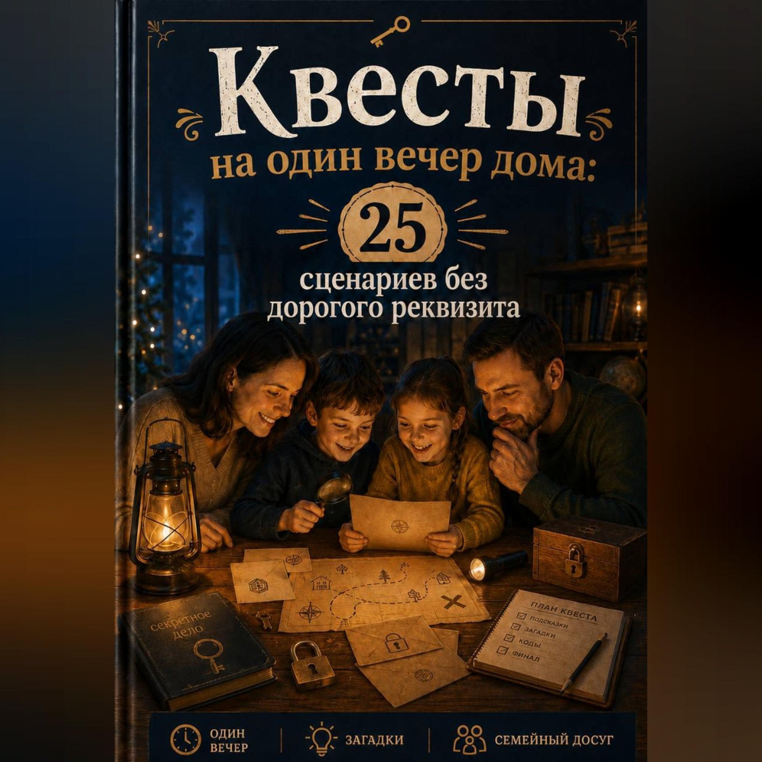 Обложка книги «Квесты на один вечер дома: 25 сценариев без дорогого реквизита.»