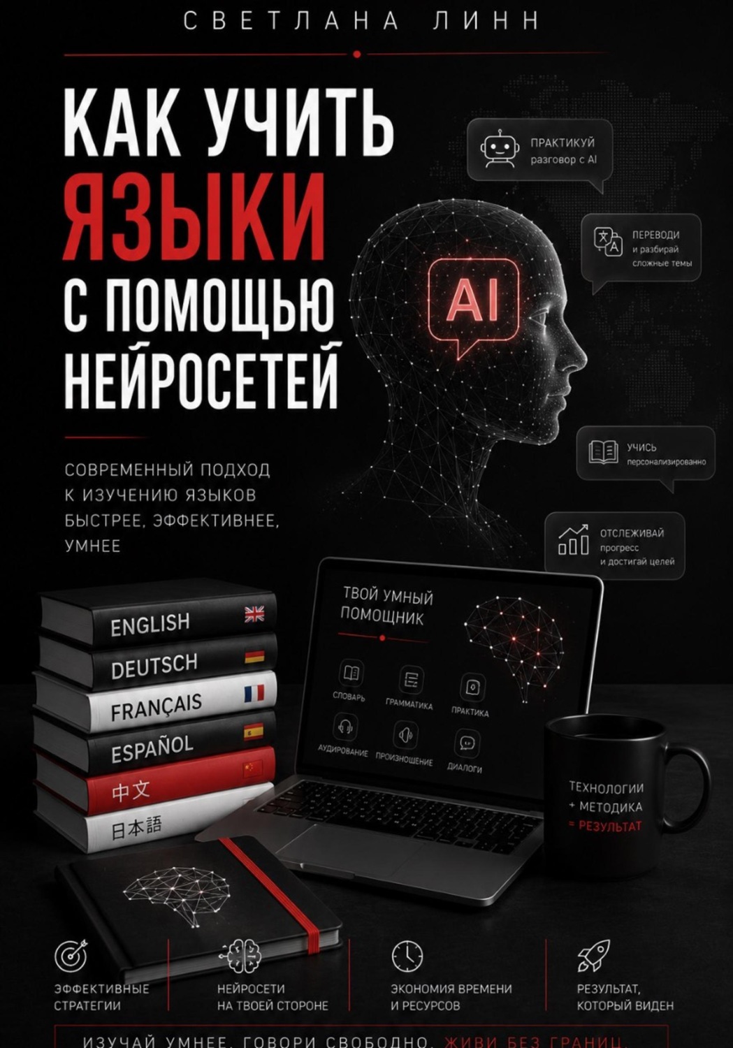 Обложка книги «Как учить языки с помощью нейросетей»