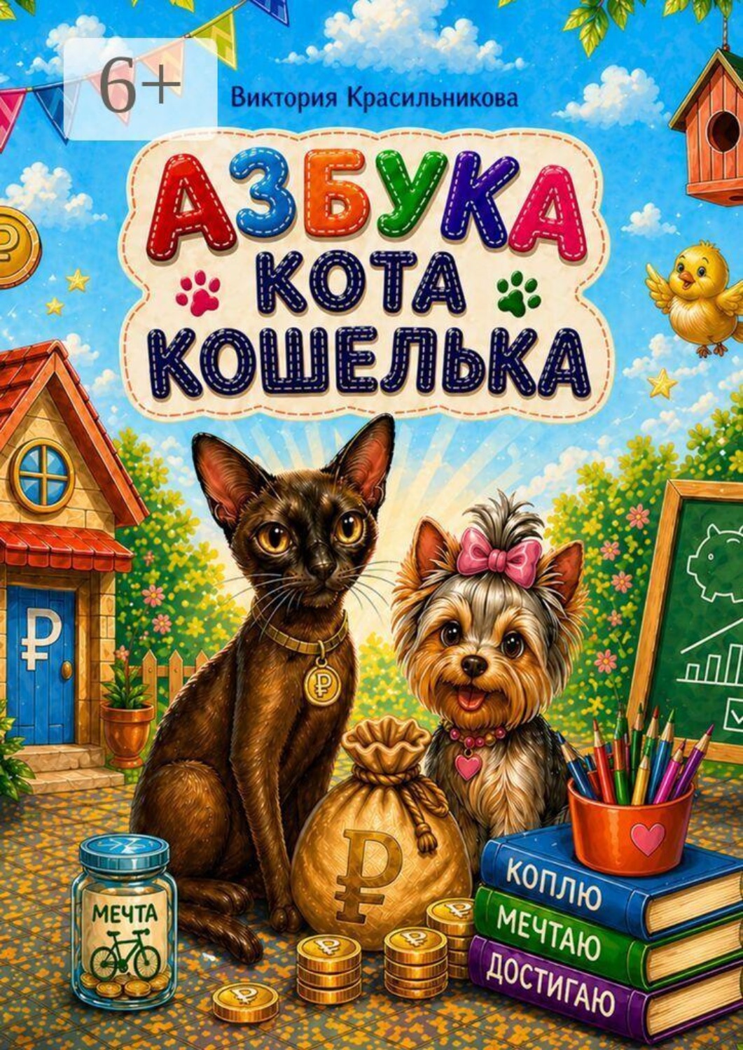 Обложка книги «Азбука кота Кошелька. Научит копить от рубля до мешка»