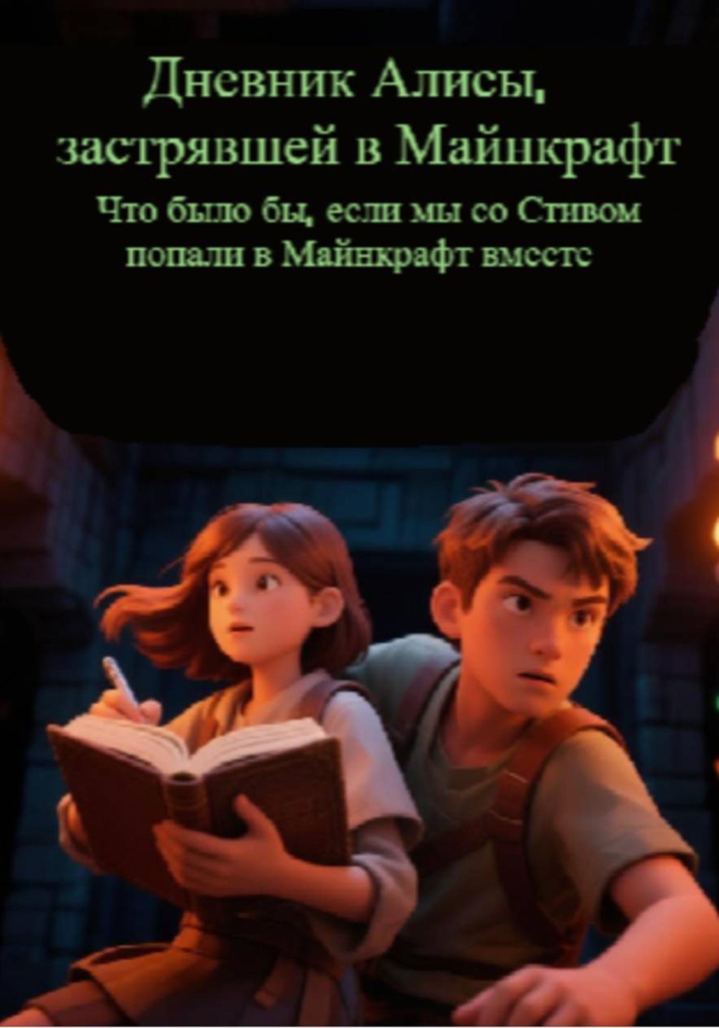 Обложка книги «Дневник Алисы, застрявшей в Майнкрафт. Что было бы, если мы со Стивом попали в Майнкрафт вместе»