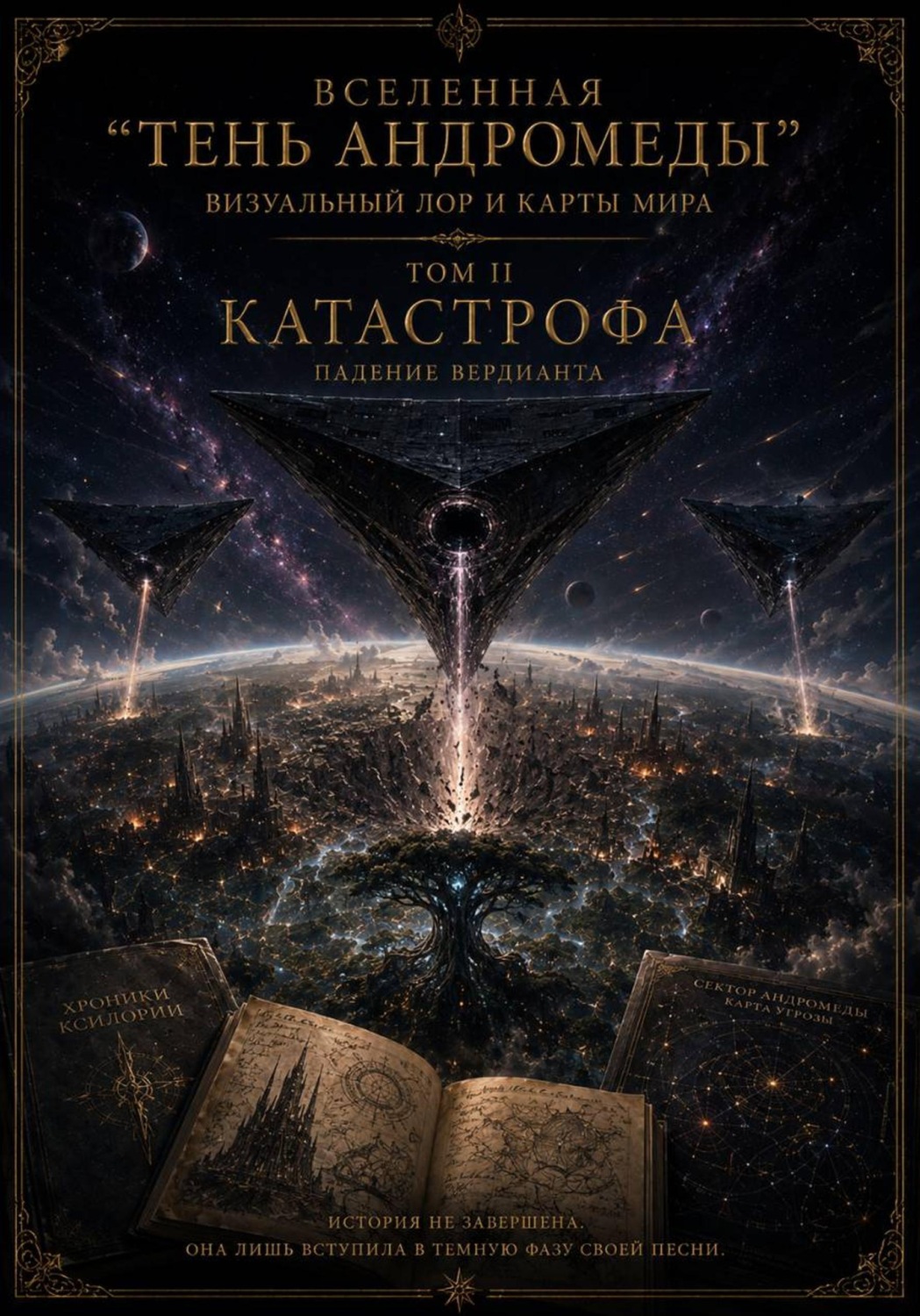 Обложка книги «Вселенная. Тень Андромеды. Визуальный лор и карты мира. Том II. Катастрофа. Падение Вердианта»