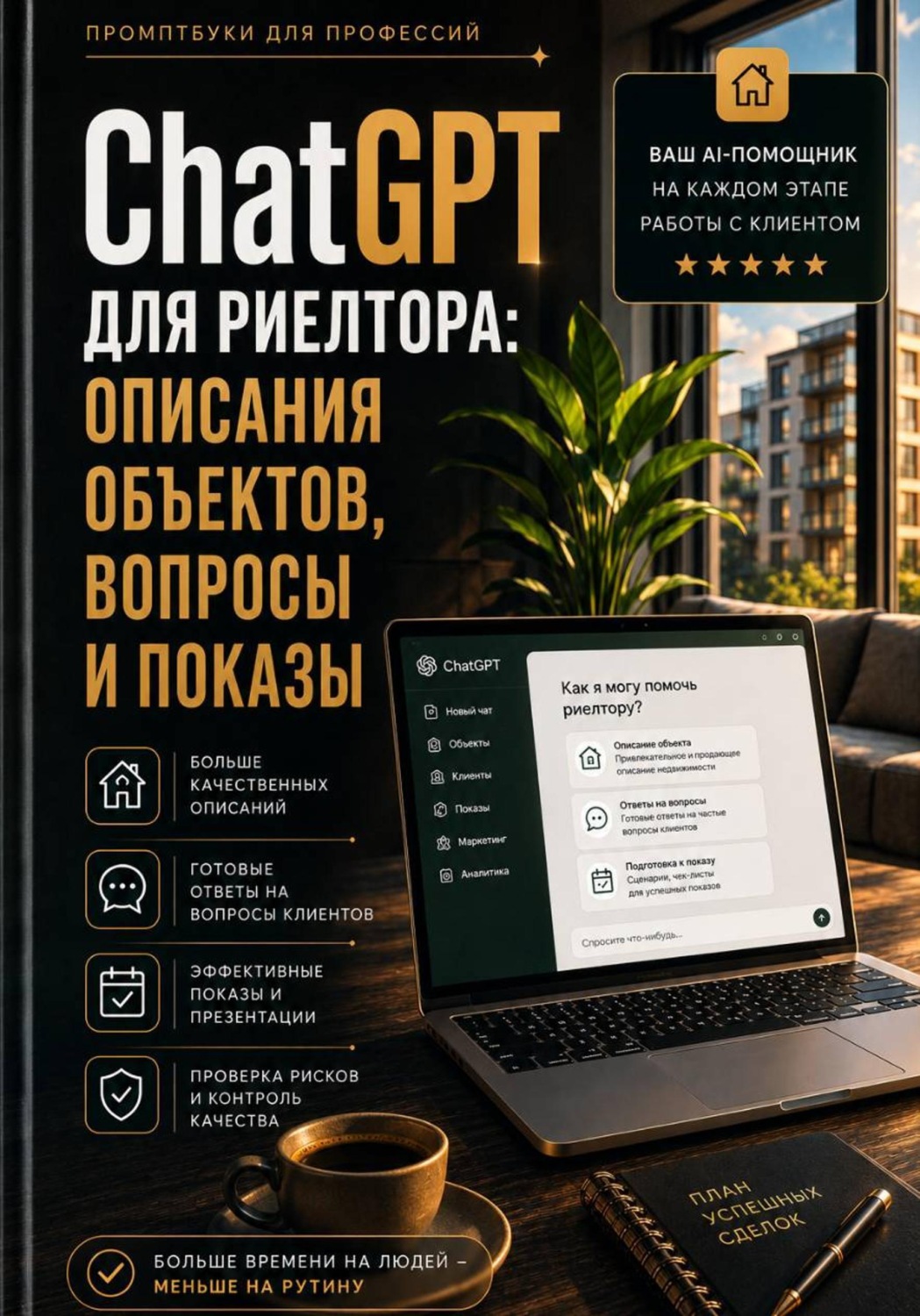 Обложка книги «ChatGPT для риелтора: описания объектов, вопросы и показы»