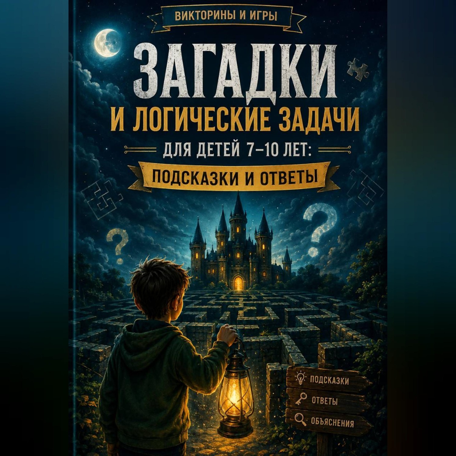 Обложка книги «Загадки и логические задачи для детей 7–10 лет: подсказки и ответы»