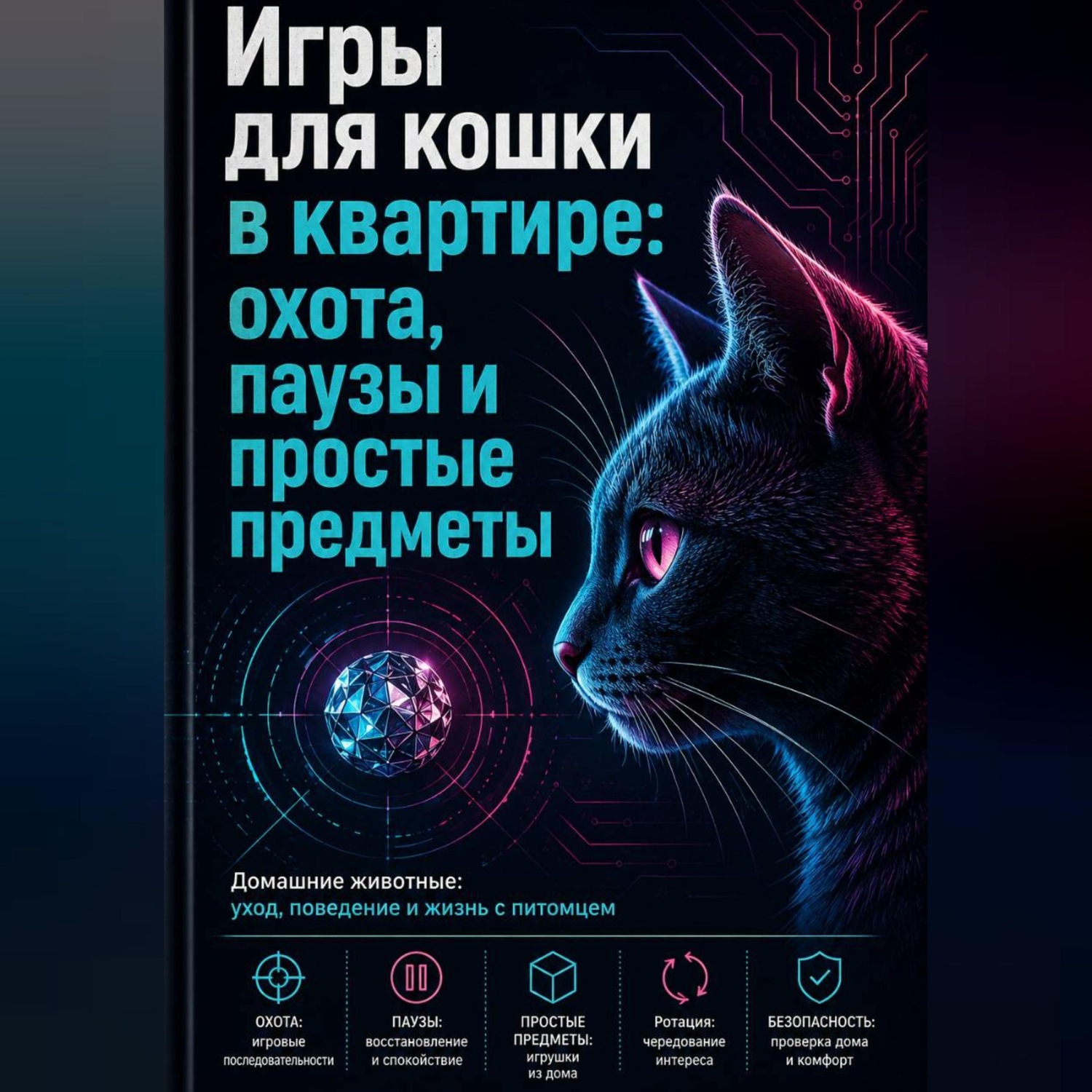 Обложка книги «Игры для кошки в квартире: охота, паузы и простые предметы»