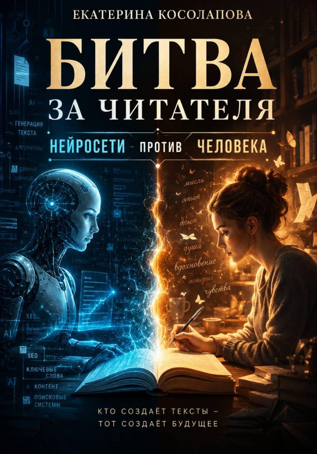 Обложка книги «Битва за читателя: нейросети против человека»