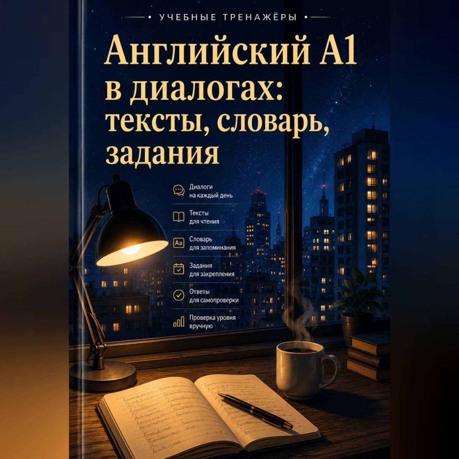 Обложка книги «Английский A1 в диалогах: тексты, словарь, задания»