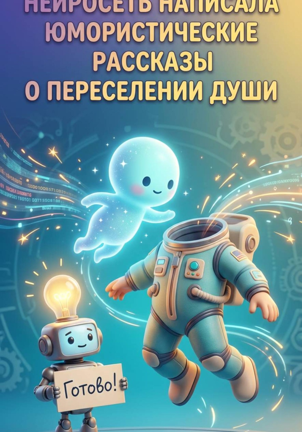 Обложка книги «Нейросеть написала юмористические рассказы о переселение души»