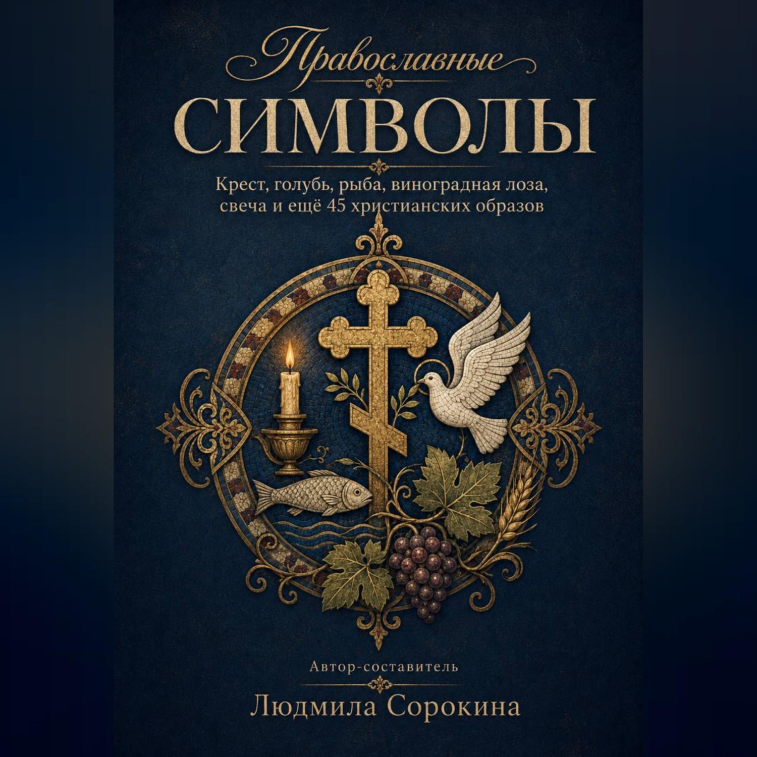 Обложка книги «Православные символы. Крест, голубь, рыба, виноградная лоза, свеча и ещё 45 христианских образов»