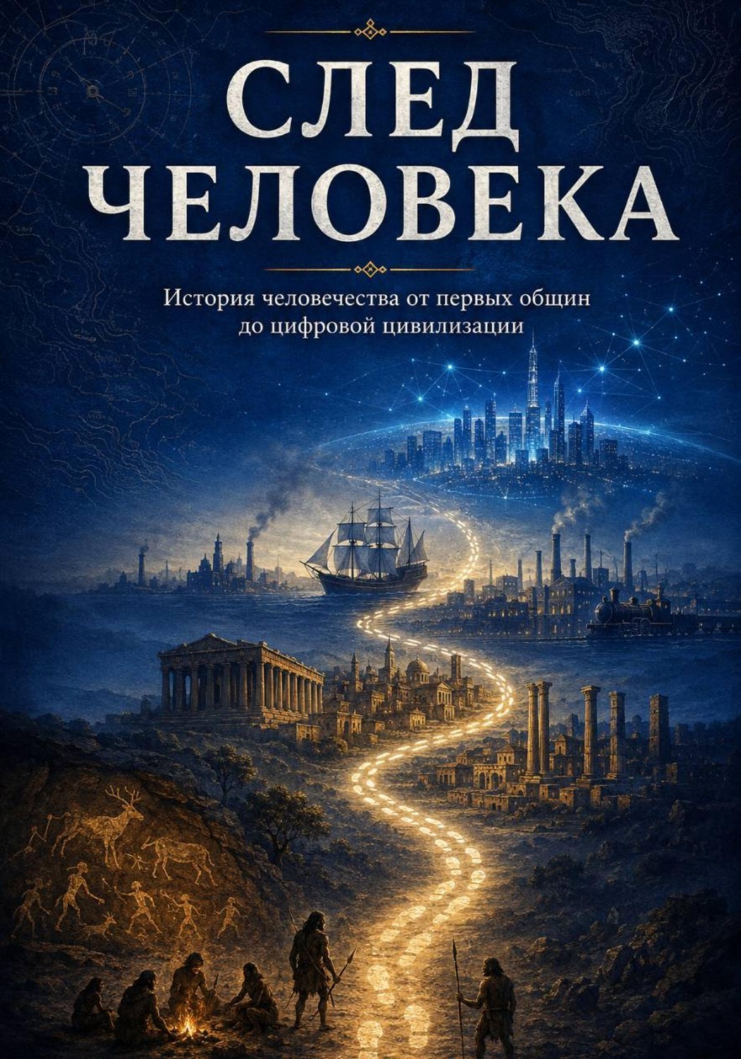 Обложка книги «След человека. История человечества от первых общин до цифровой цивилизации»