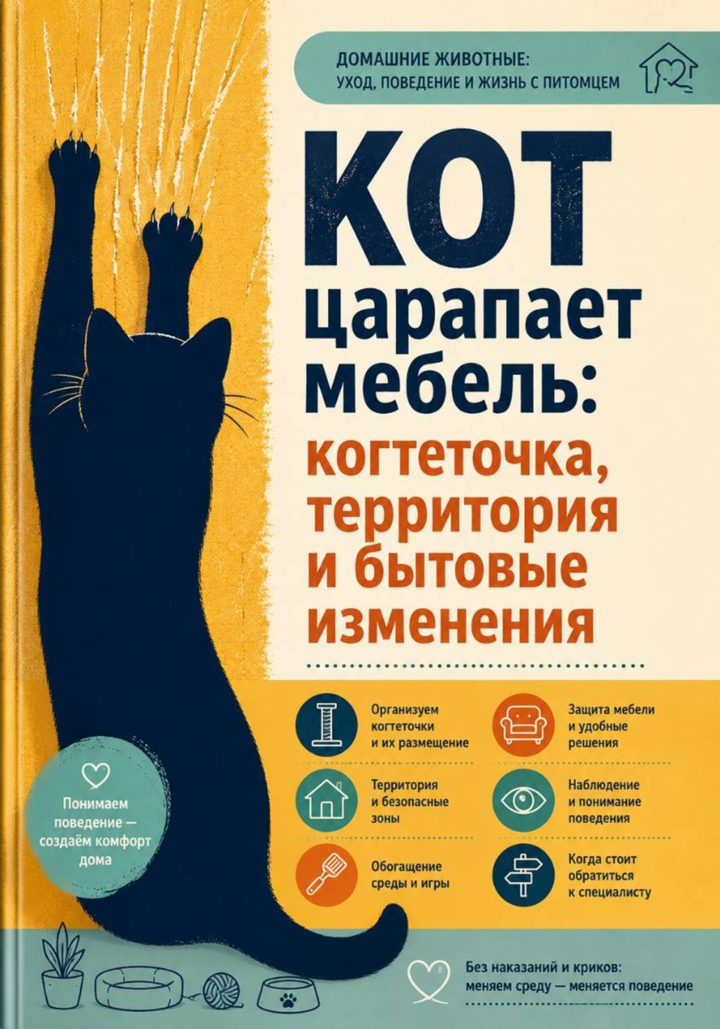 Обложка книги «Кот царапает мебель: когтеточка, территория и бытовые изменения»